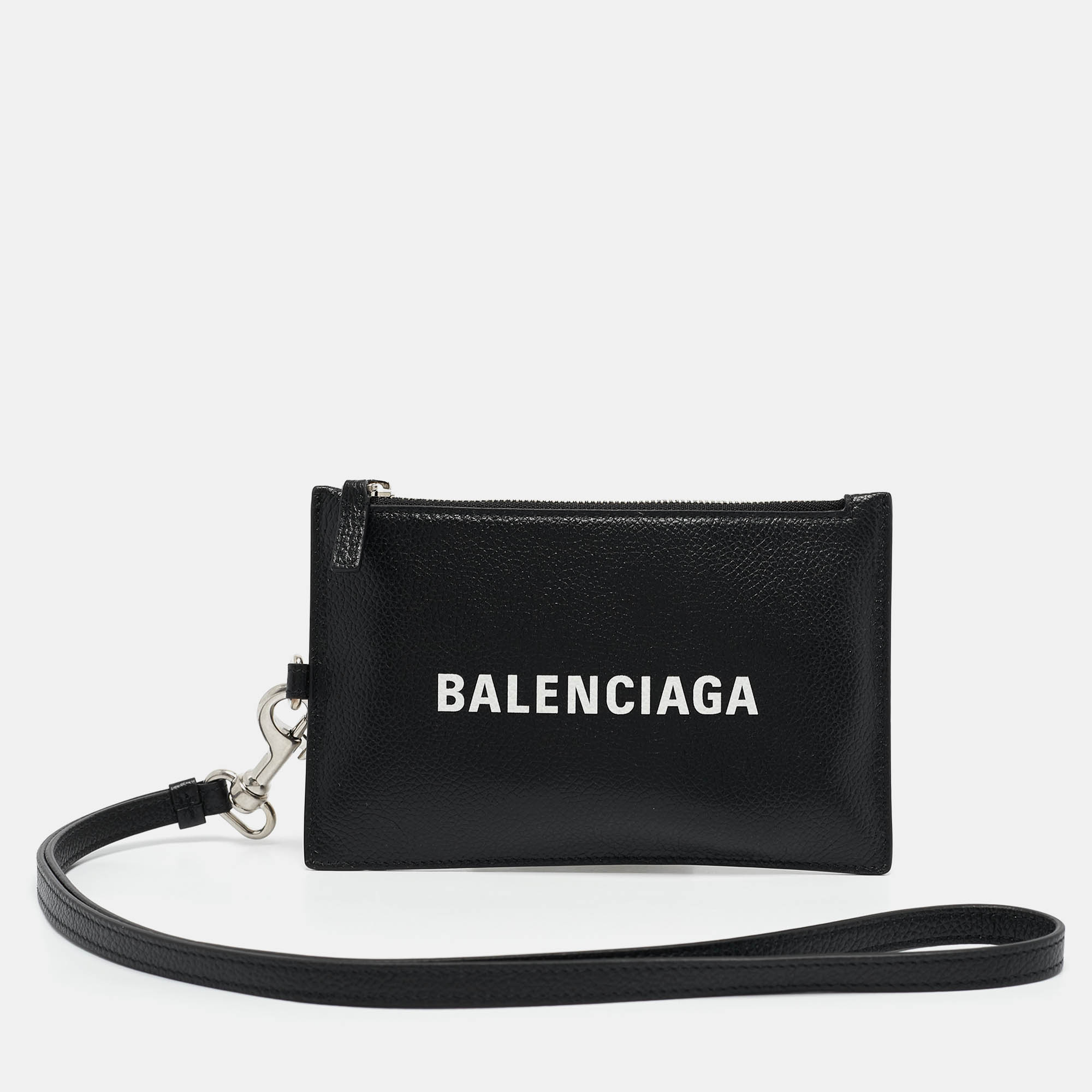 

Balenciaga Black Leather Card Holder Pouch