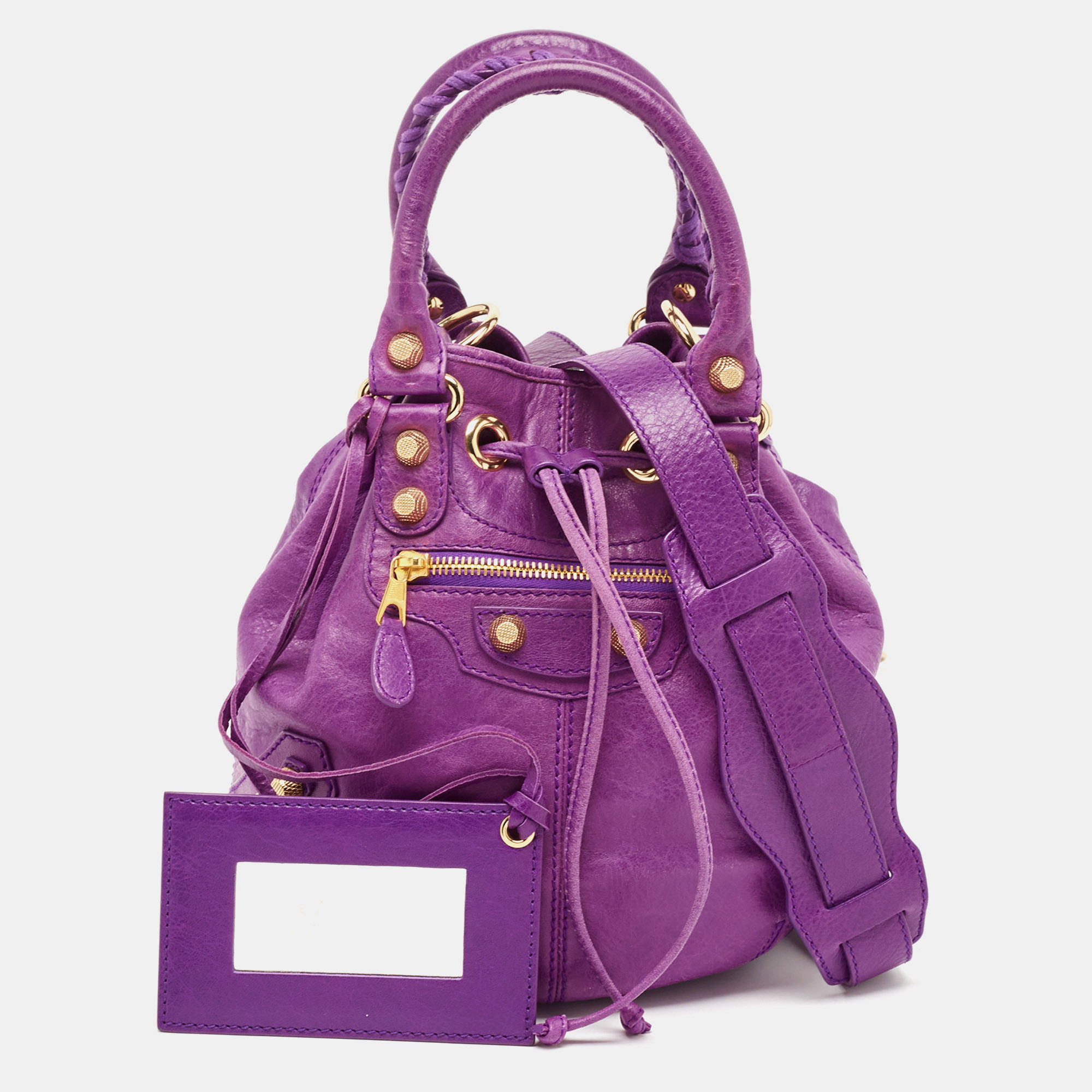 

Balenciaga Purple Leather SGH Pompon Bag