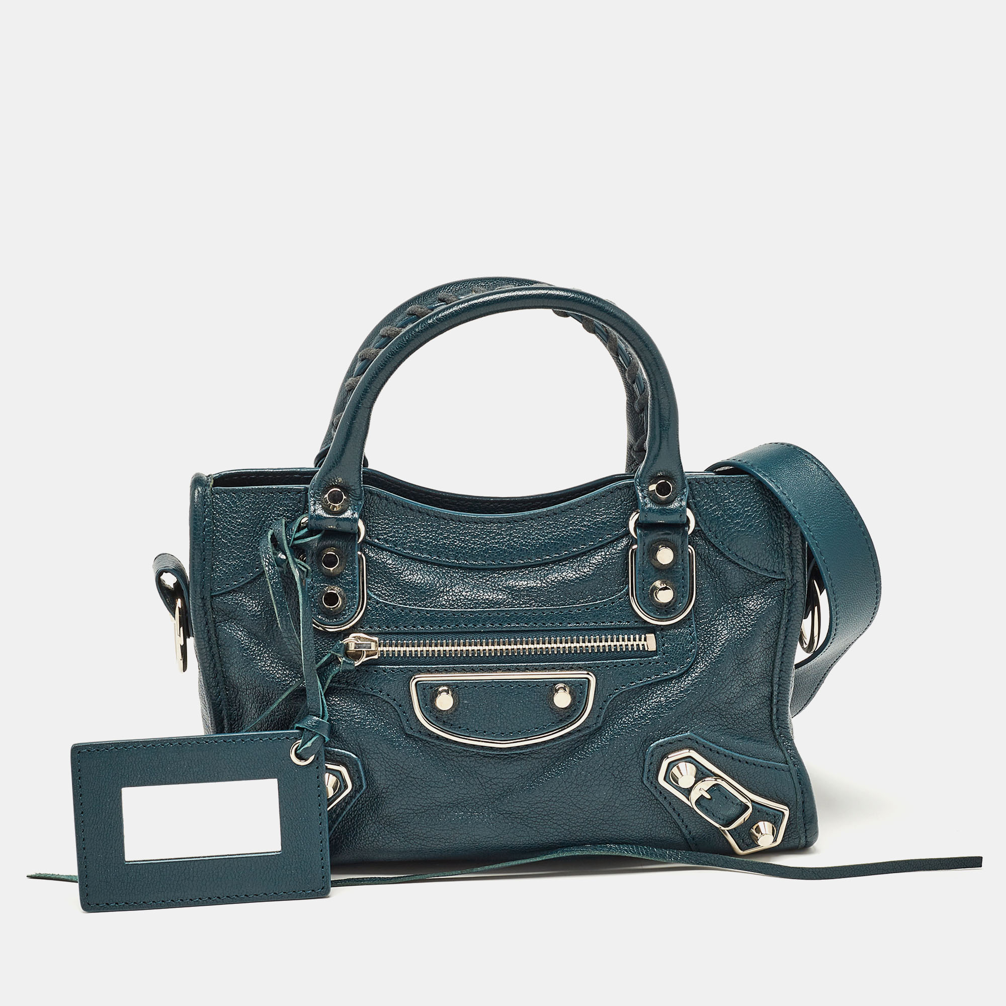 

Balenciaga Blue Leather Mini Metallic Edge Classic City Bag