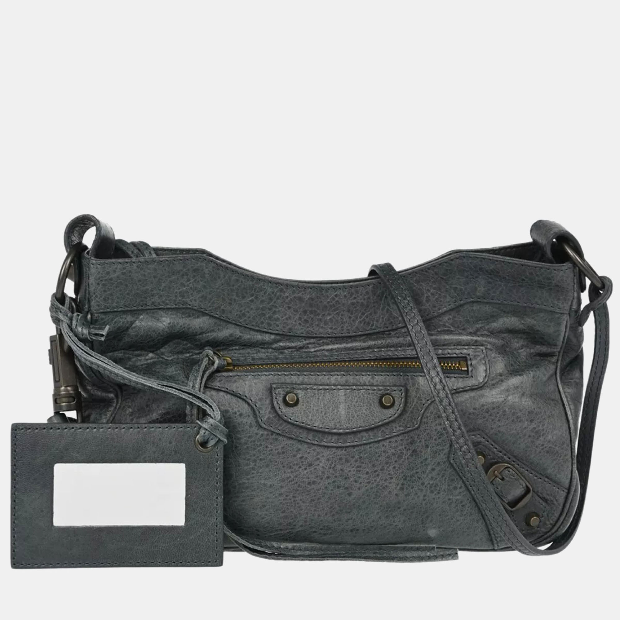 

Balenciaga Gray Leather The Hip Shoulder Bag, Grey