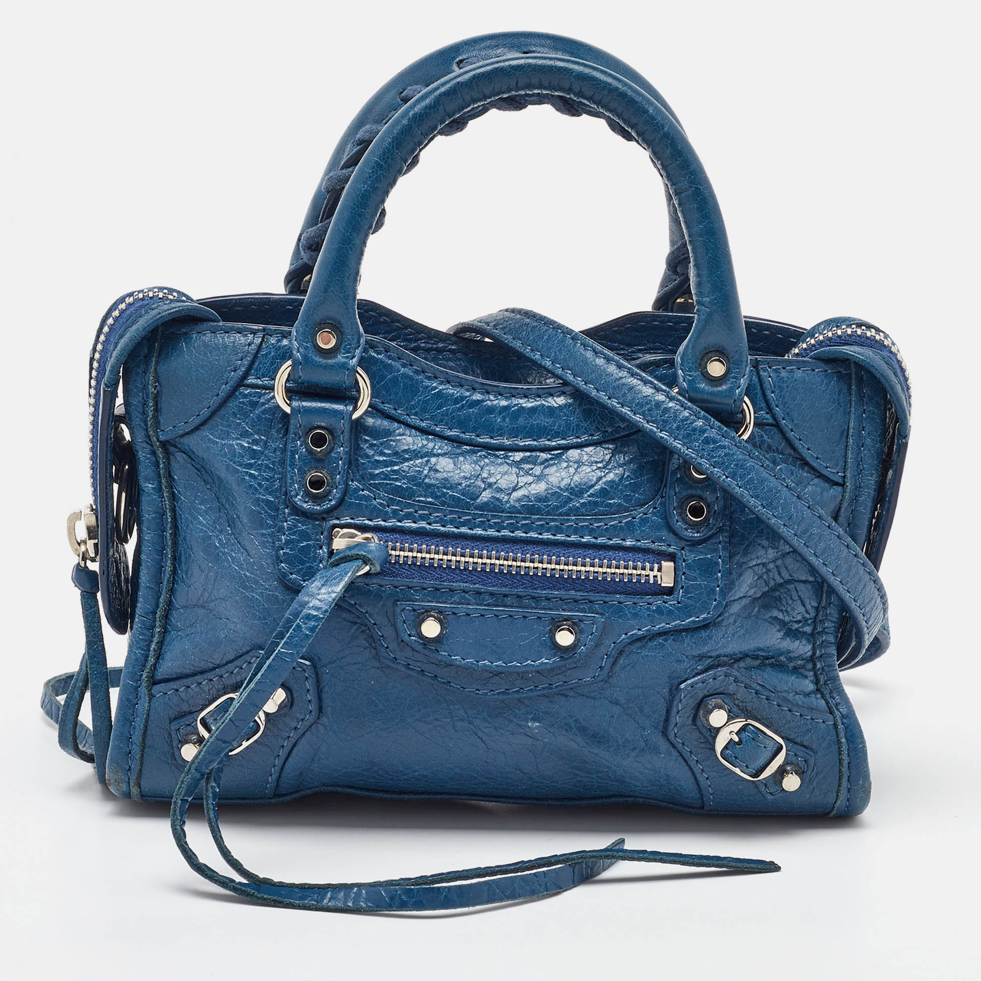 

Balenciaga Blue Leather Nano Metallic Edge City Crossbody Bag