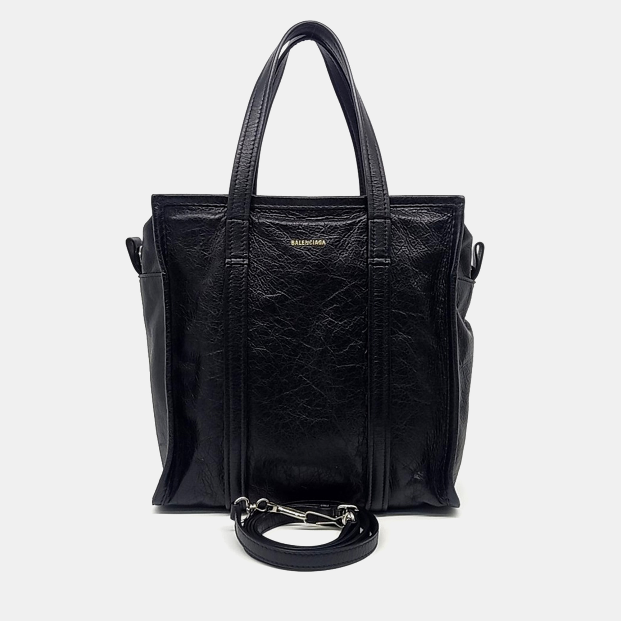 

Balenciaga Black Leather Bazaar Small Tote Bag