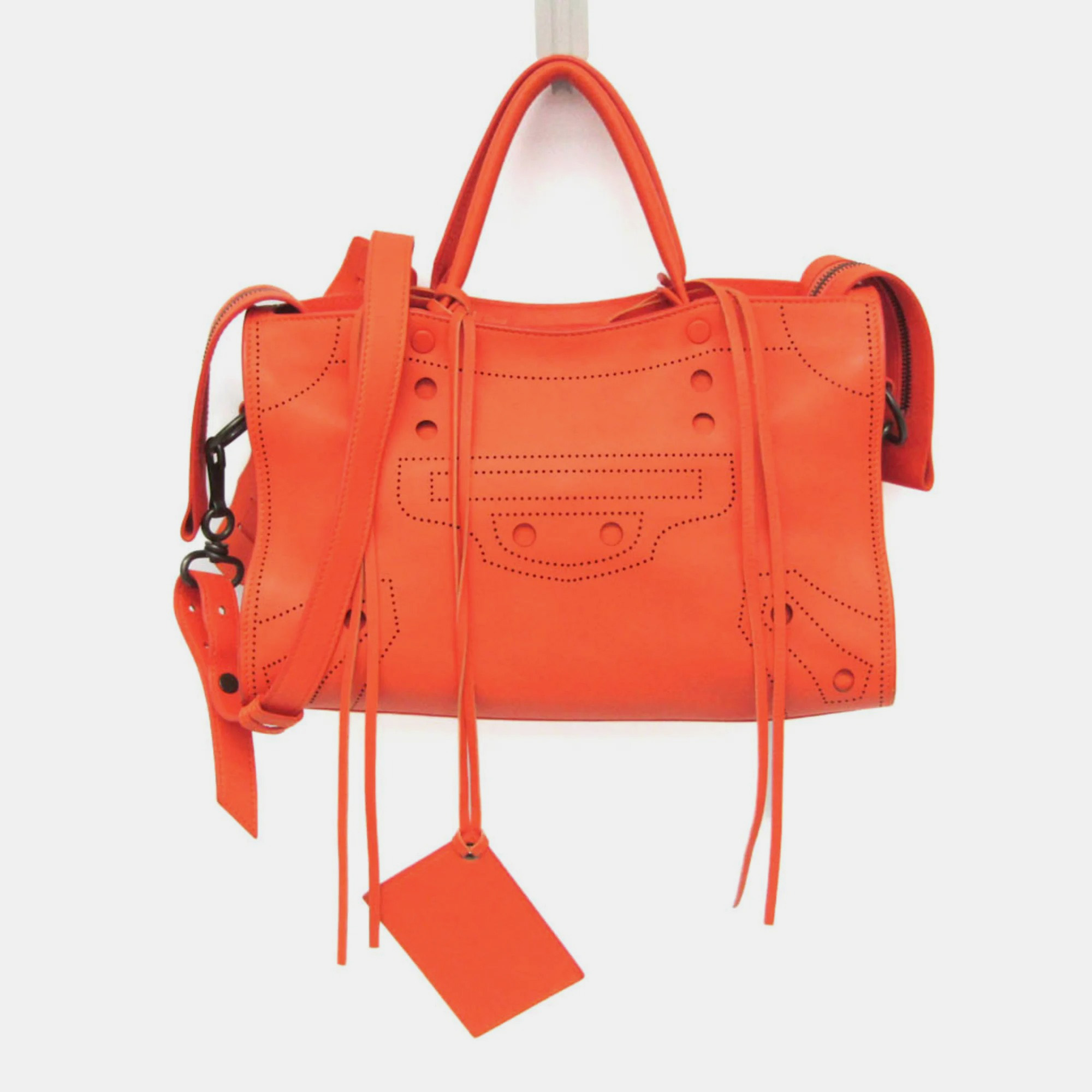 

Balenciaga Orange Leather City Blackout Shoulder Bag