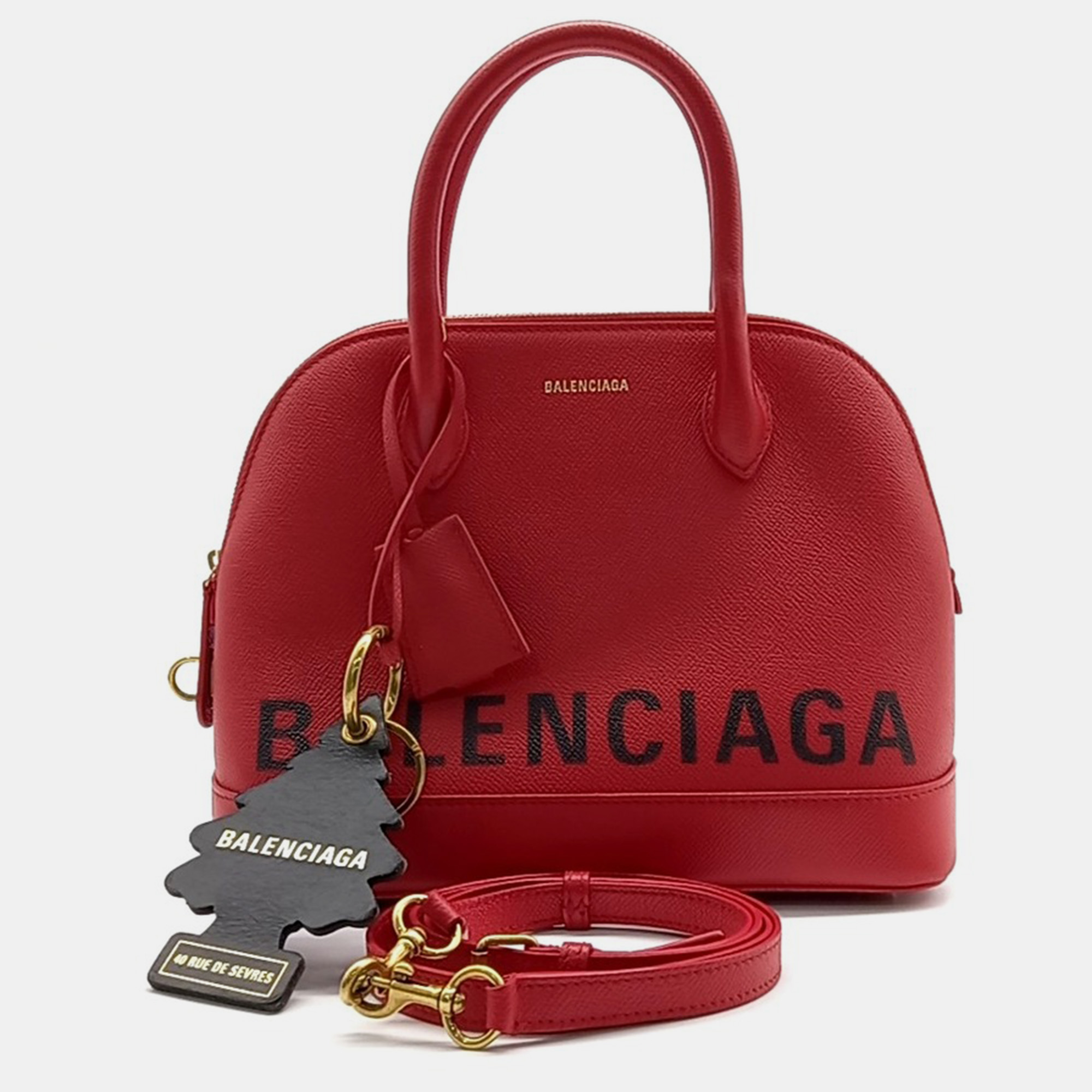 

Balenciaga Red Leather Bill Top Handle Bag