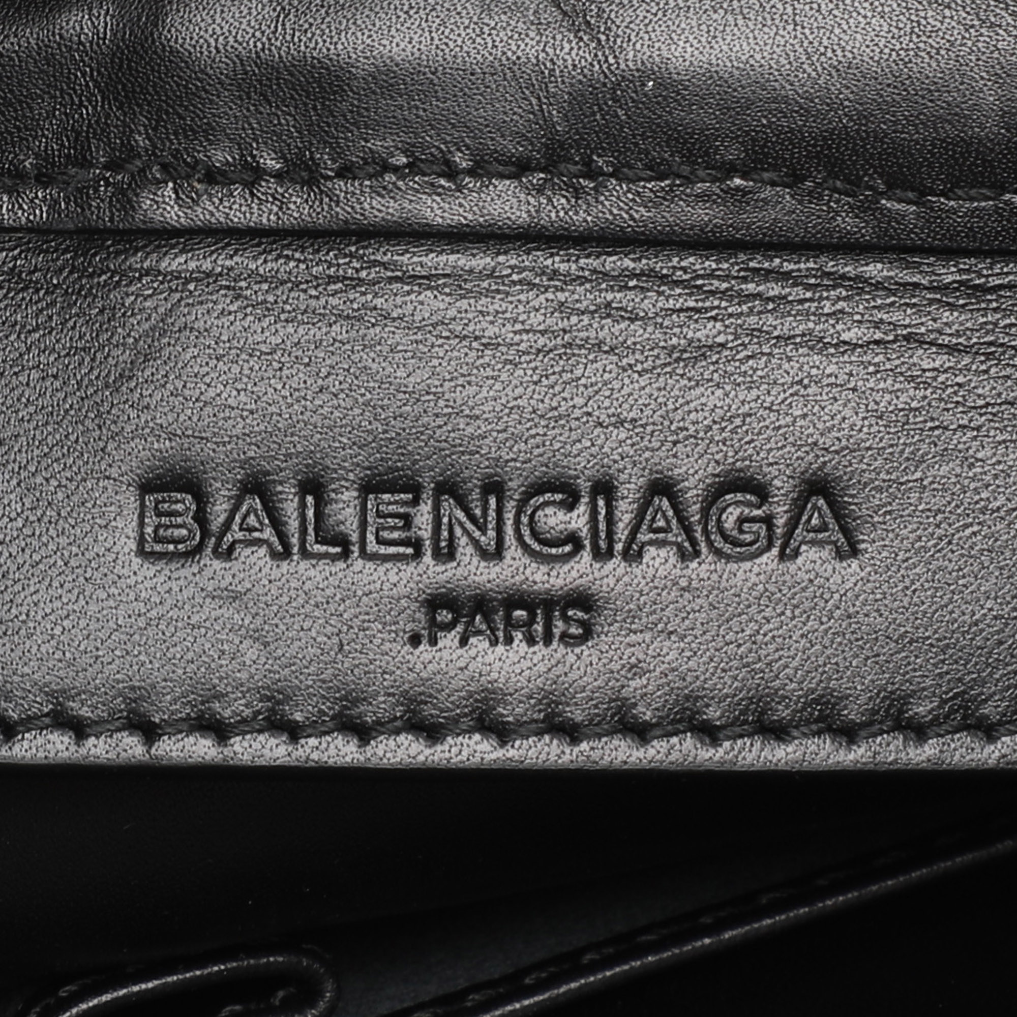Balenciaga Black Leather Crochet Motorcycle Clutch 