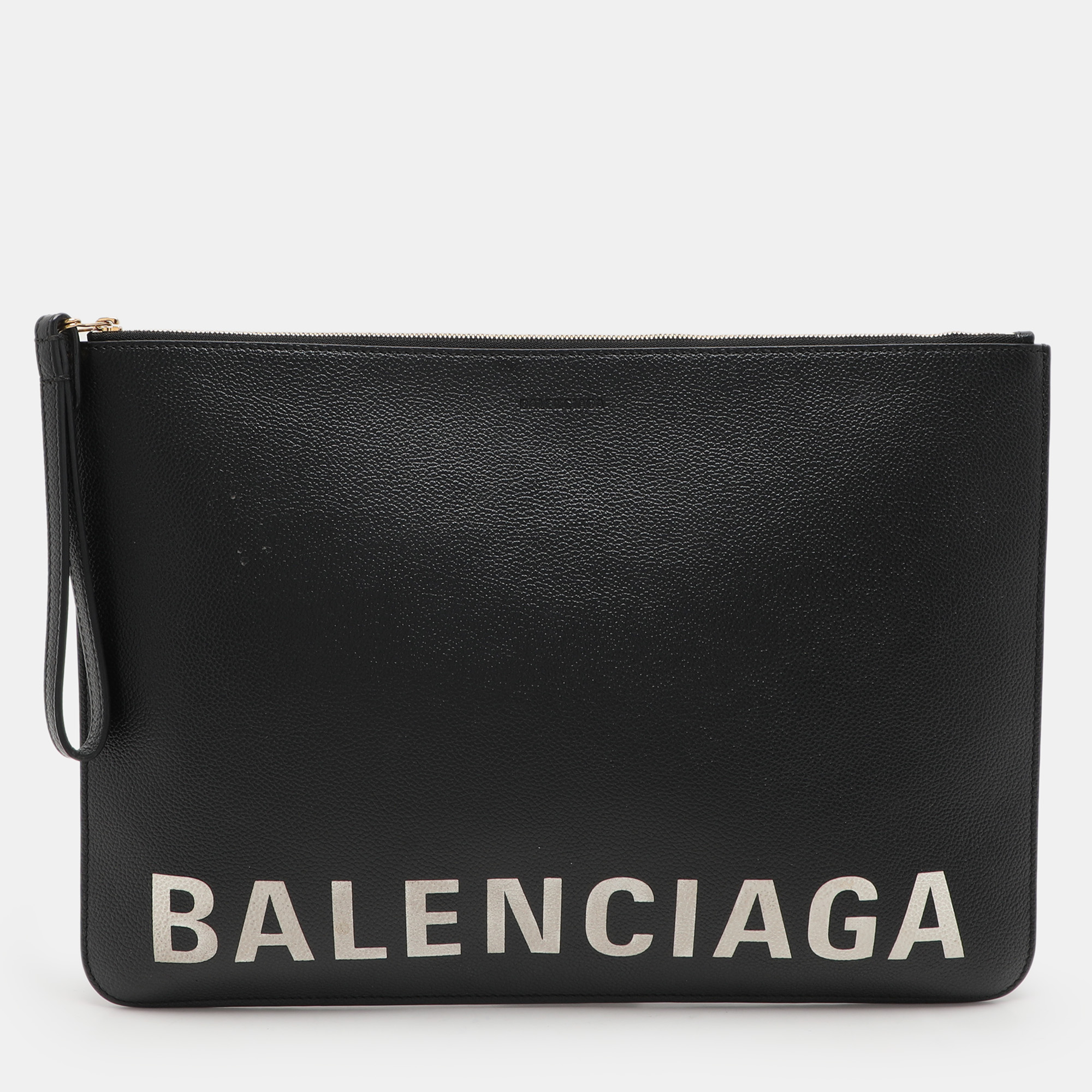 

Balenciaga Black Leather Ville Logo Pouch