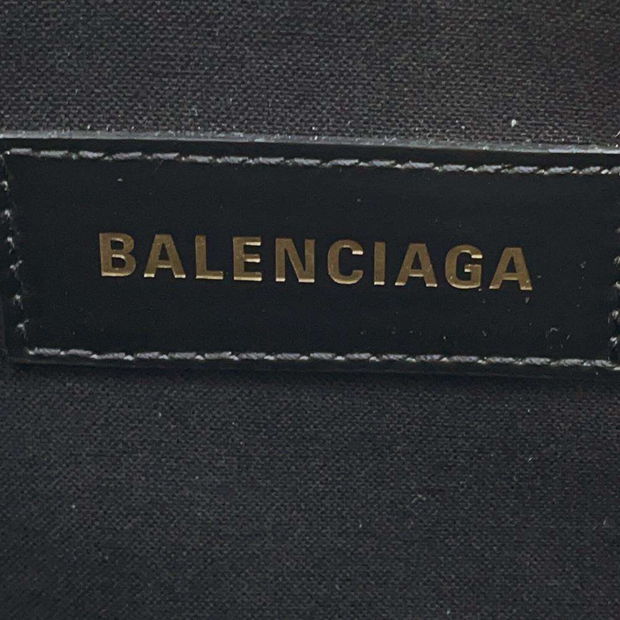 Balenciaga Black/White Canvas Leather Tote Bag 