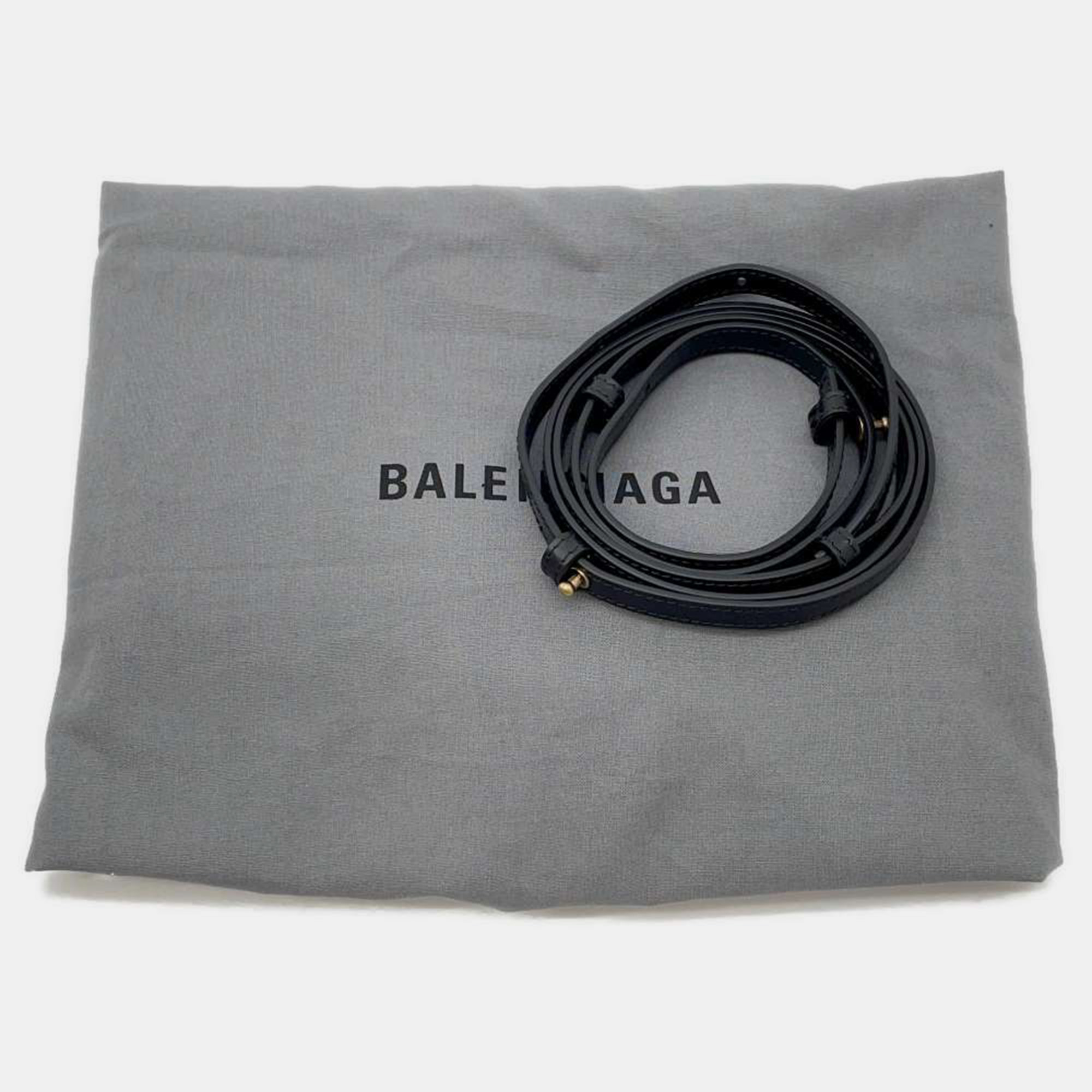 Balenciaga Black/White Canvas Leather Tote Bag 