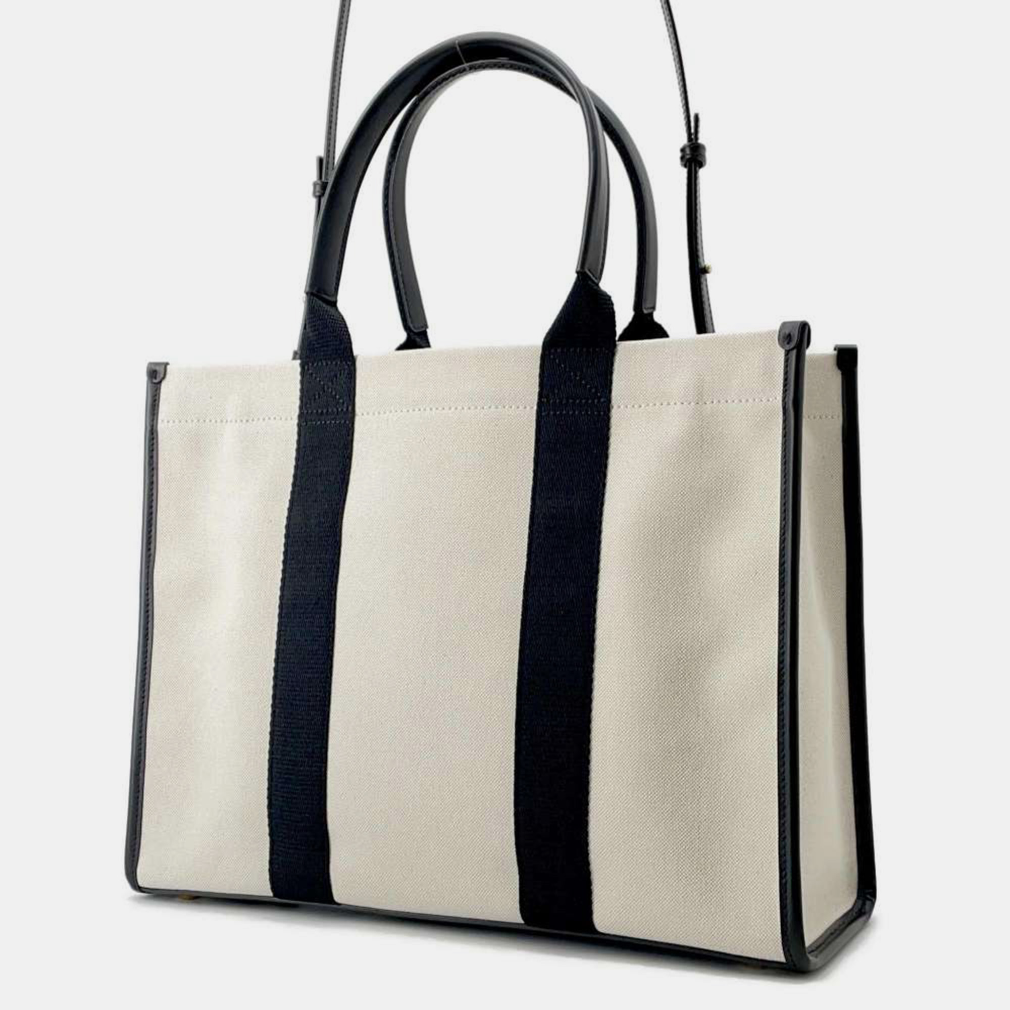Balenciaga Black/White Canvas Leather Tote Bag 