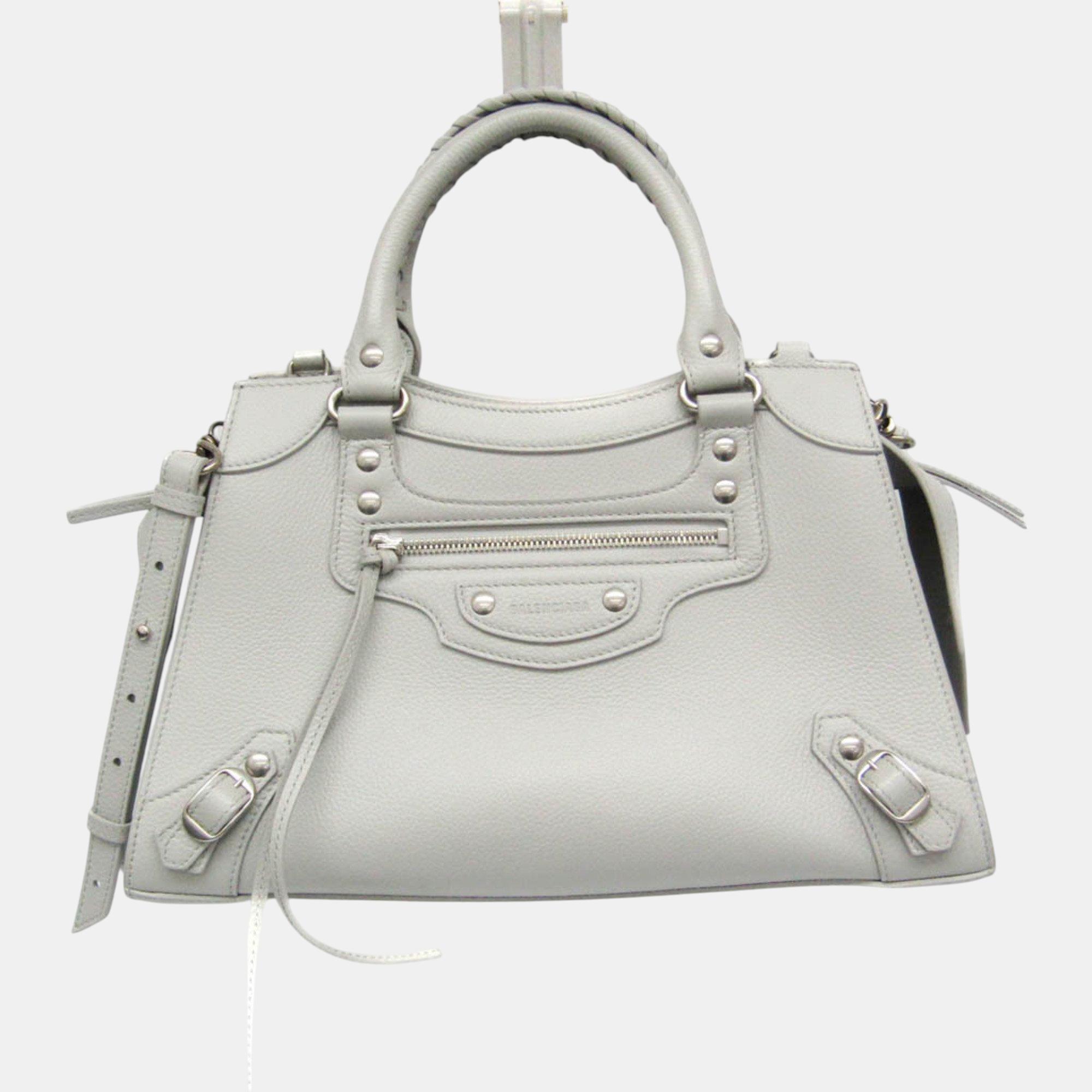 

Balenciaga Neo Classic Small Leather Handbag Light Gray, Grey