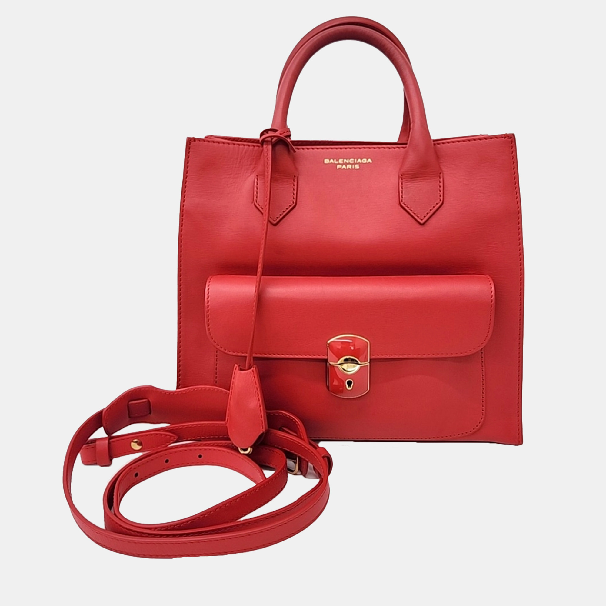 

Balenciaga Red Leather Padlock Mini All Afternoon bag