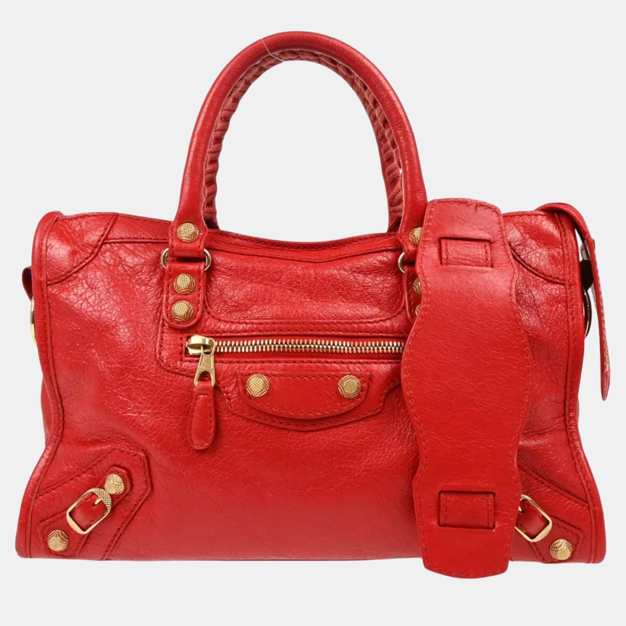 

Balenciaga Red Goatskin Small The City Handbag