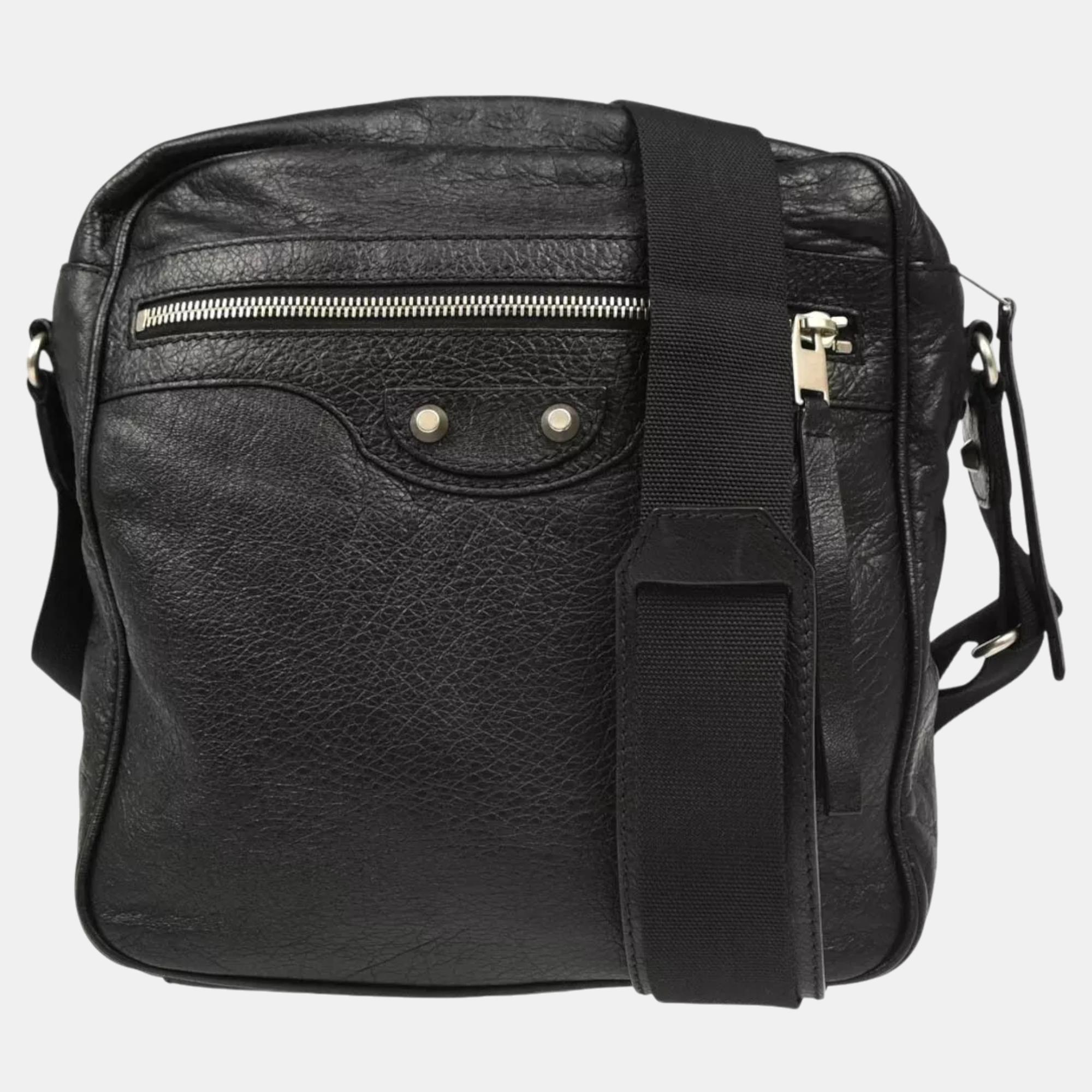 

Balenciaga Black Leather Messenger Shoulder Bag