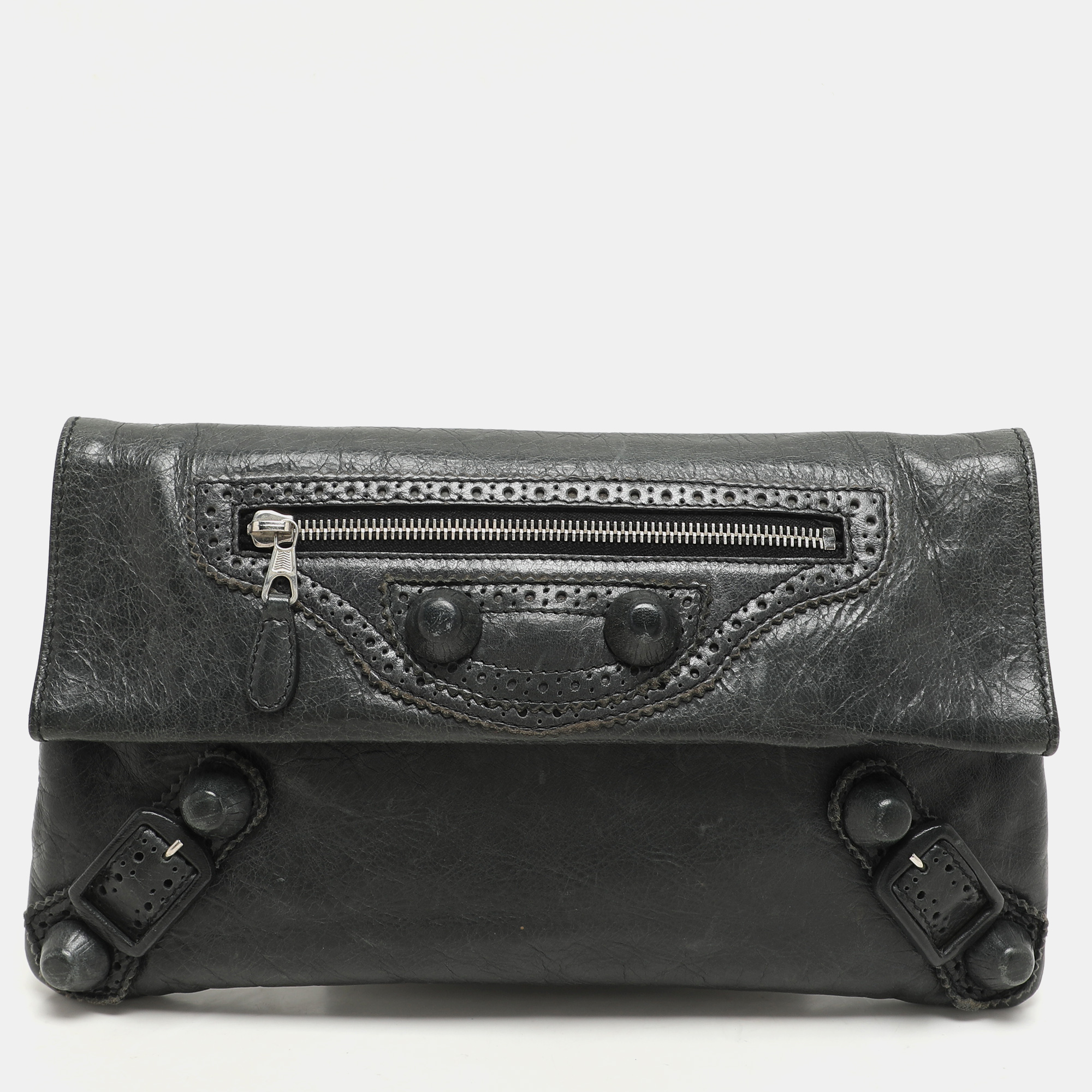 

Balenciaga Moss Green Leather Classic Giant Envelope Clutch