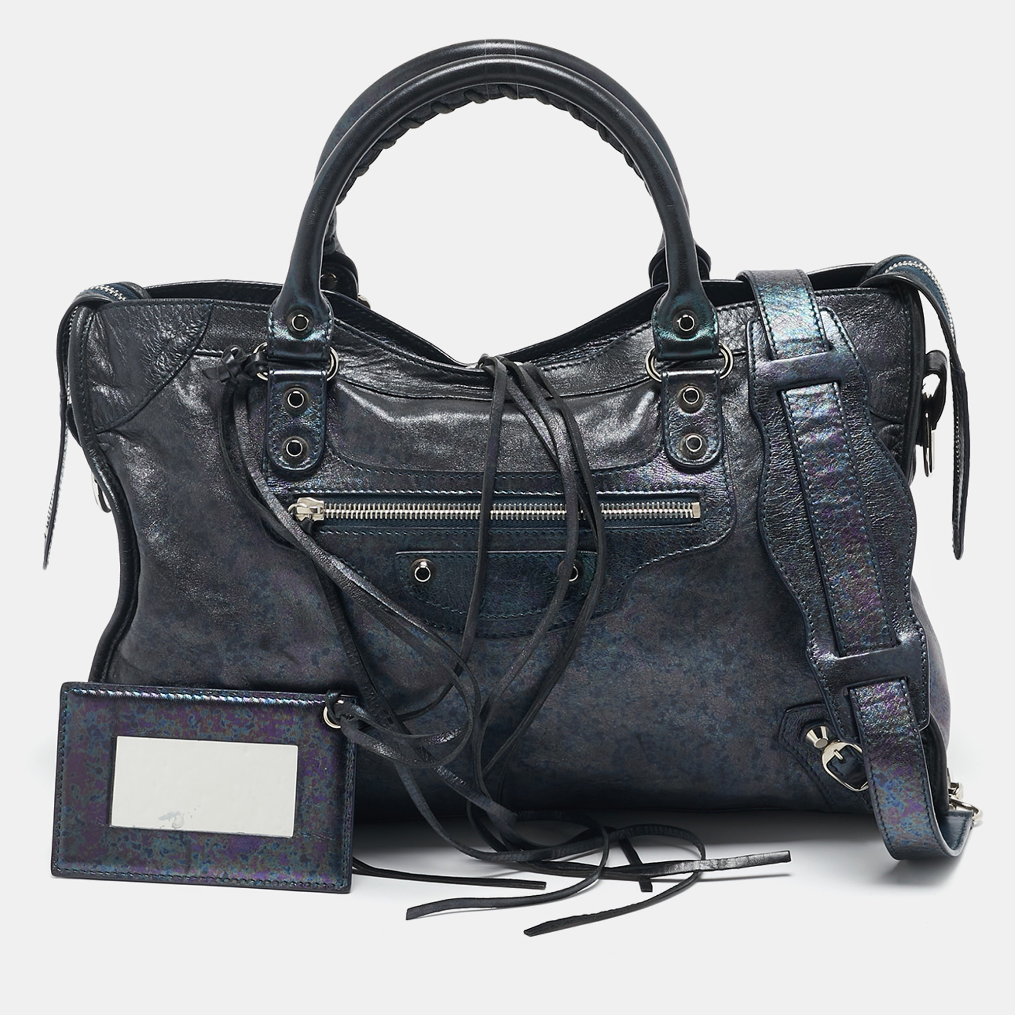 

Balenciaga Metallic Dark Blue Leather RH Classic City Tote