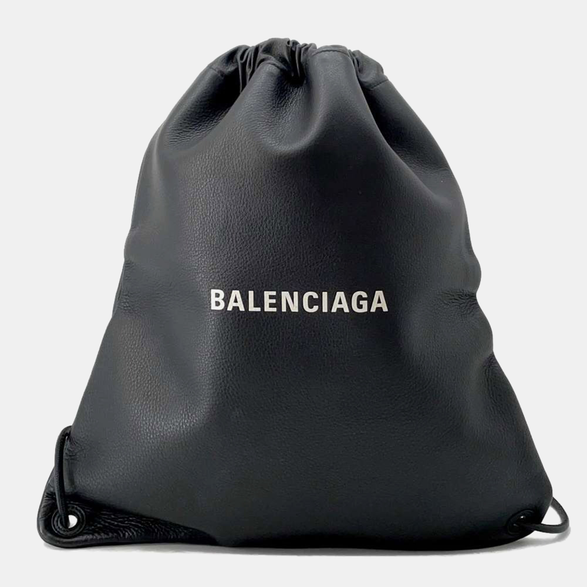 

Balenciaga Everyday Drawstring Backpack Black Leather