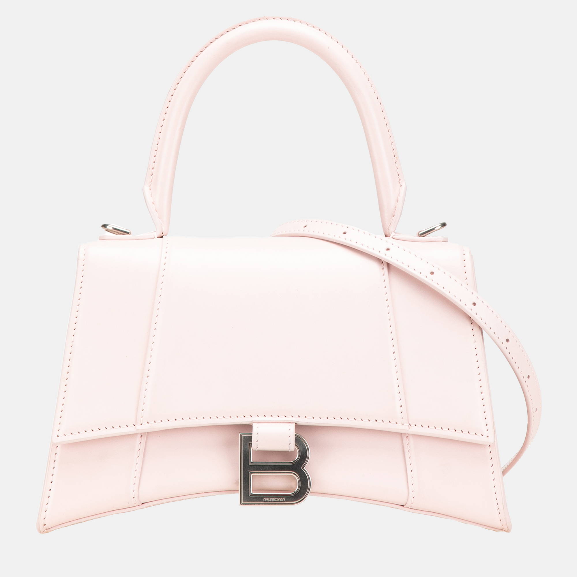 

Balenciaga Pink Small Leather Hourglass Top Handle Bag