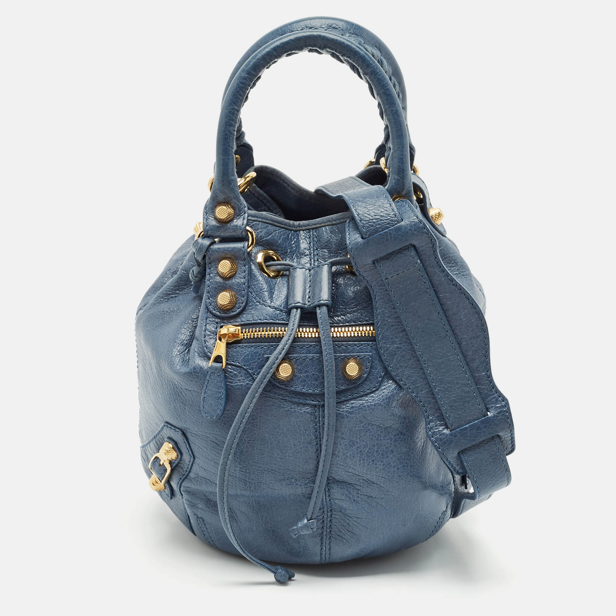 

Balenciaga Blue Leather GH Mini Pompon Bag