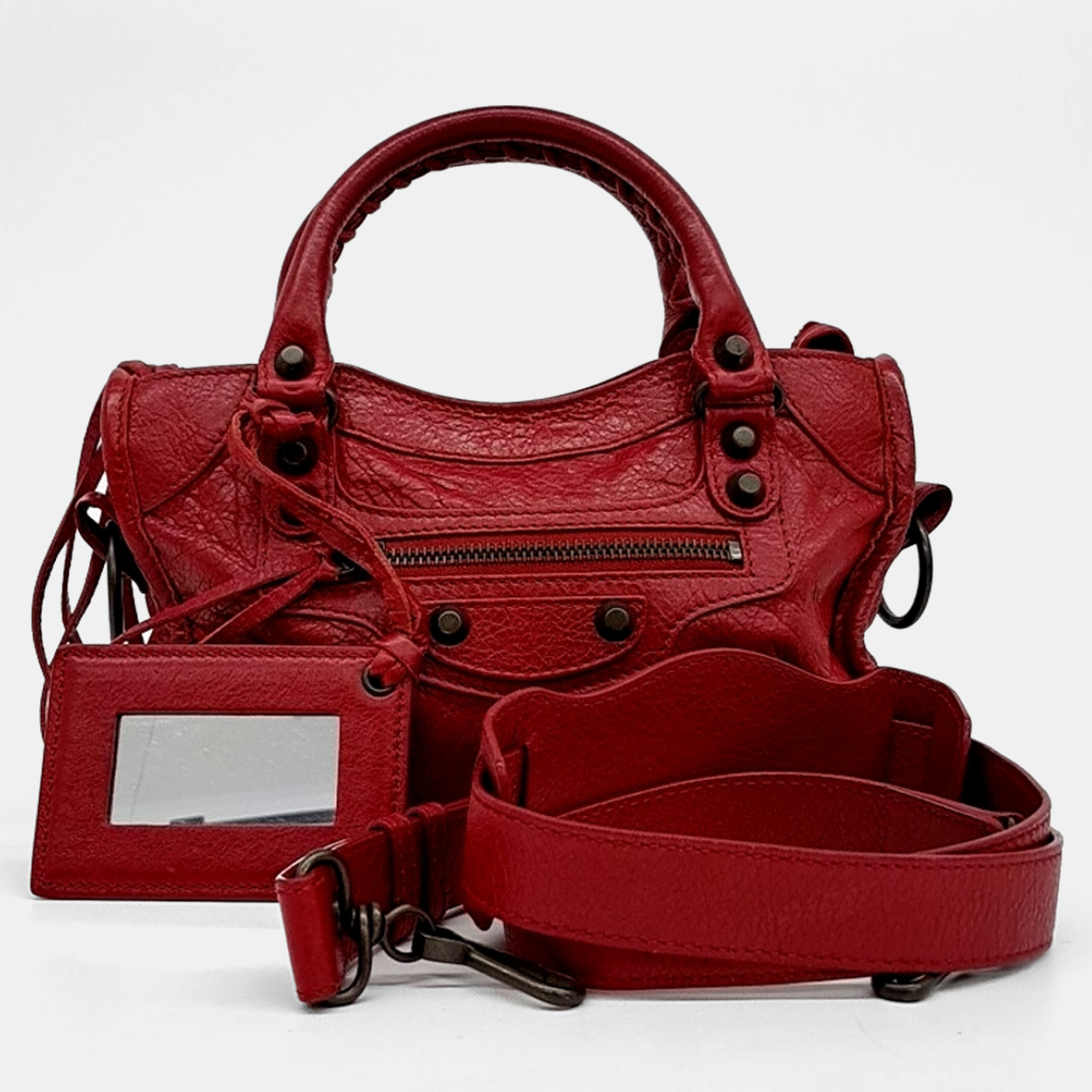 

Balenciaga Red Leather Motor Mini City Bag