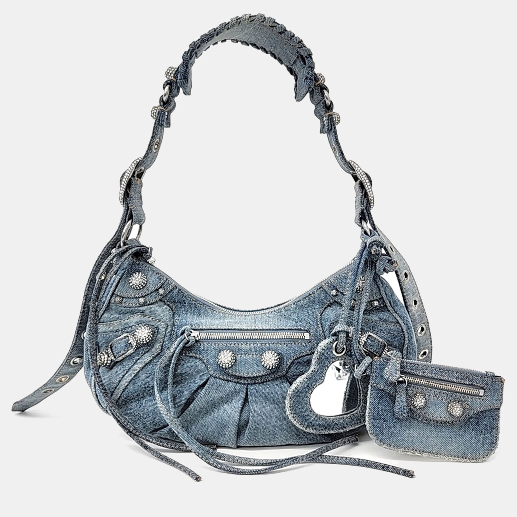 

Balenciaga Blue Denim Rhinestone Le Cagol Small Bag