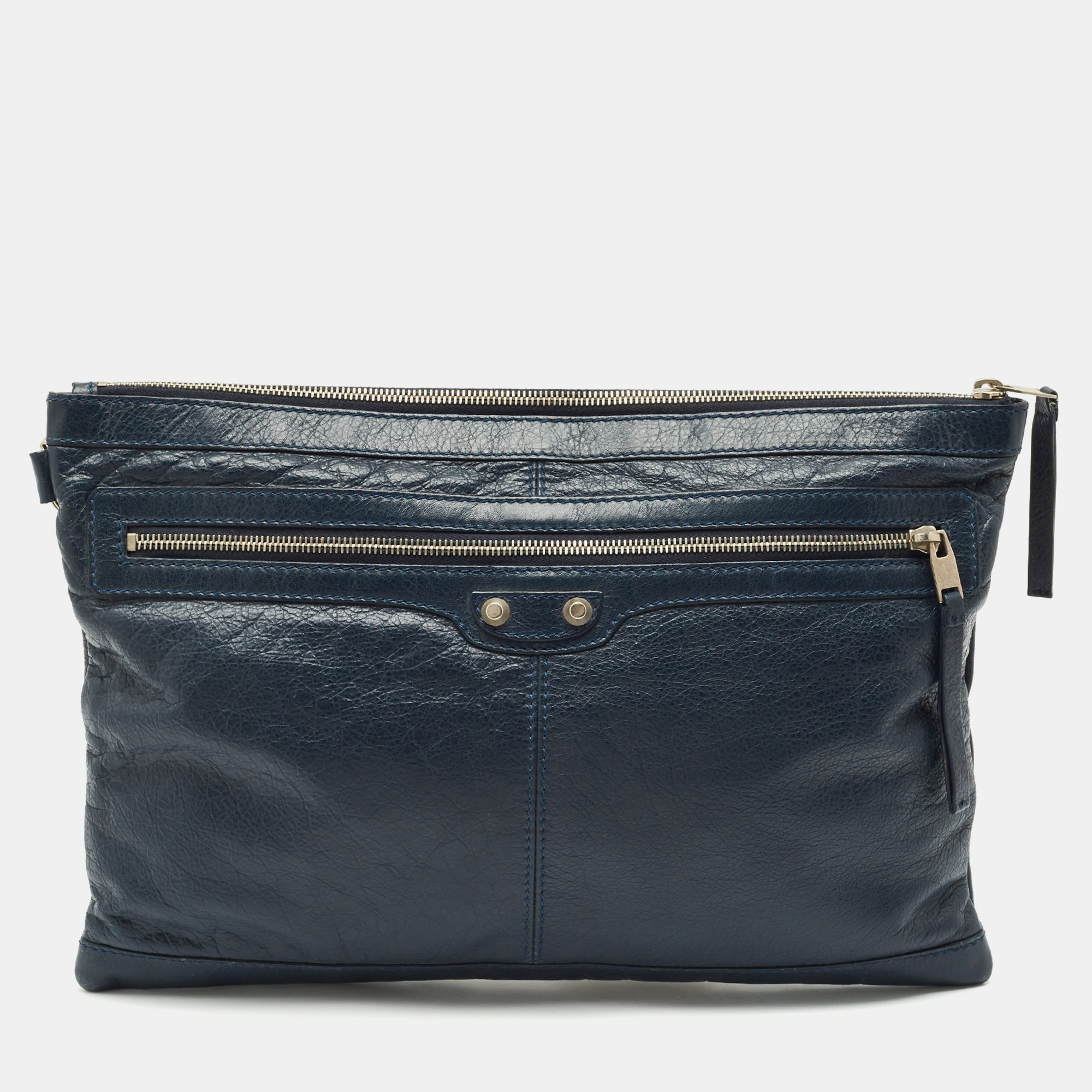 

Balenciaga Navy Blue Leather Clip L Clutch