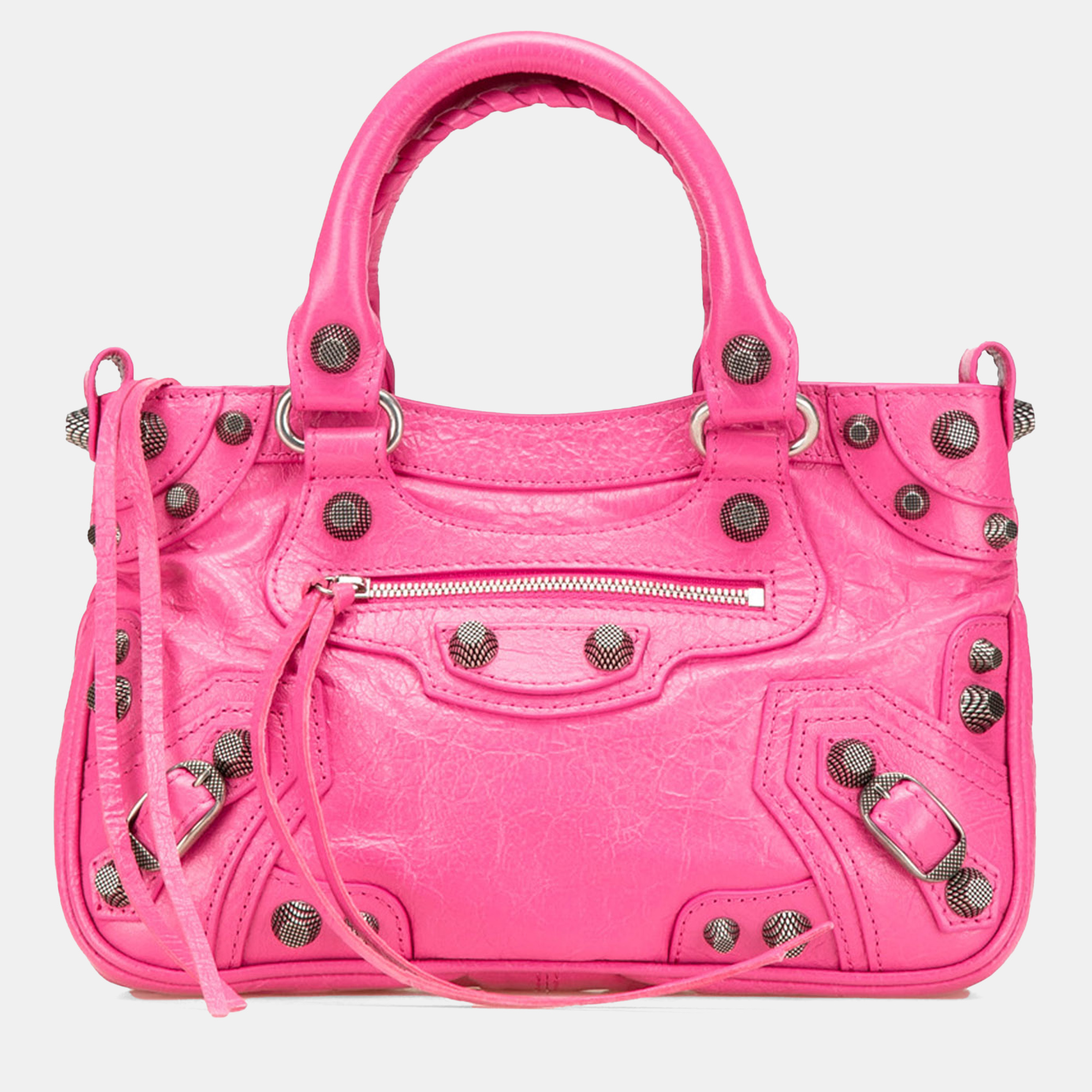 

Balenciaga Pink Small Lambskin Motocross Neo Cagole Satchel