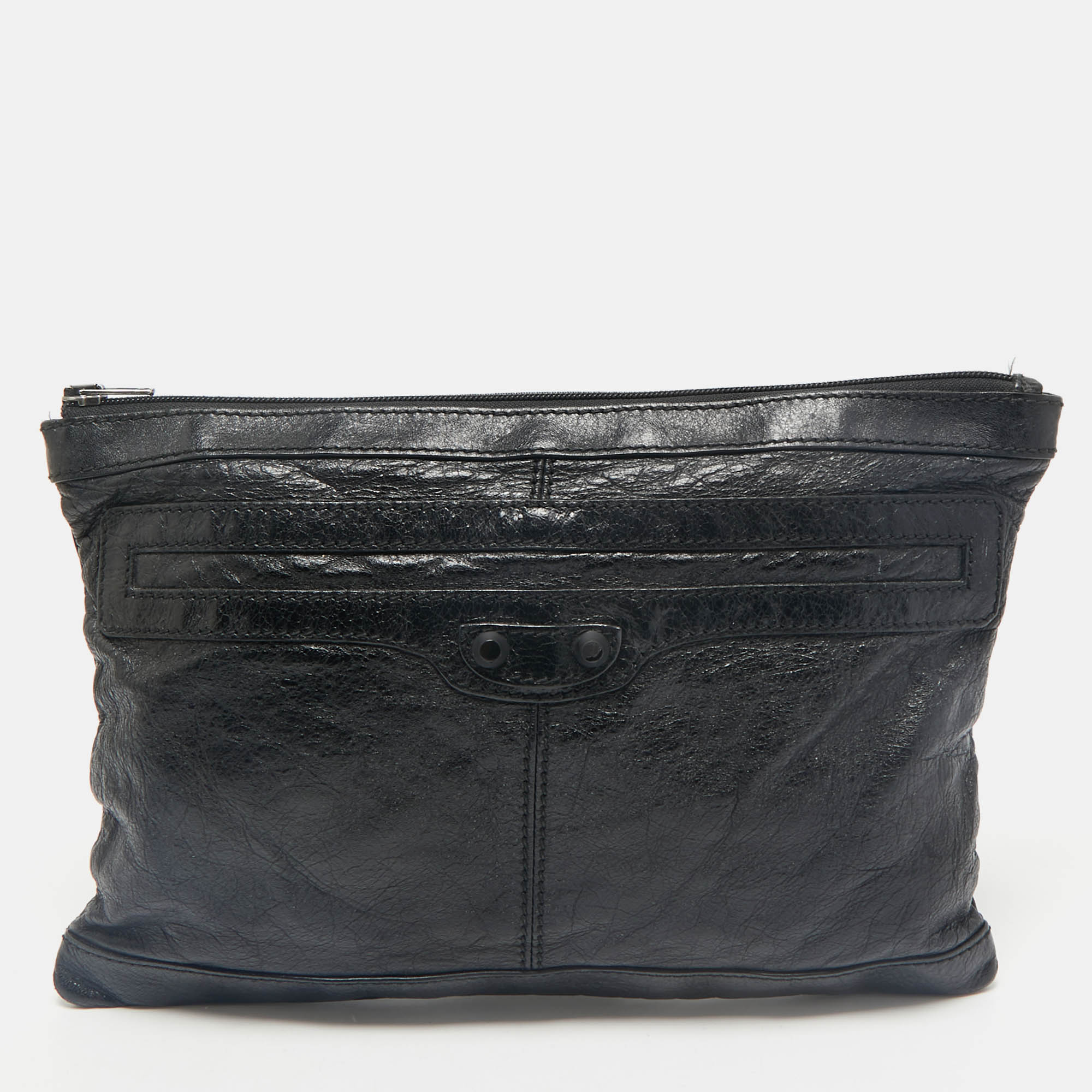 

Balenciaga Black Leather Arena Classic Clip M Clutch