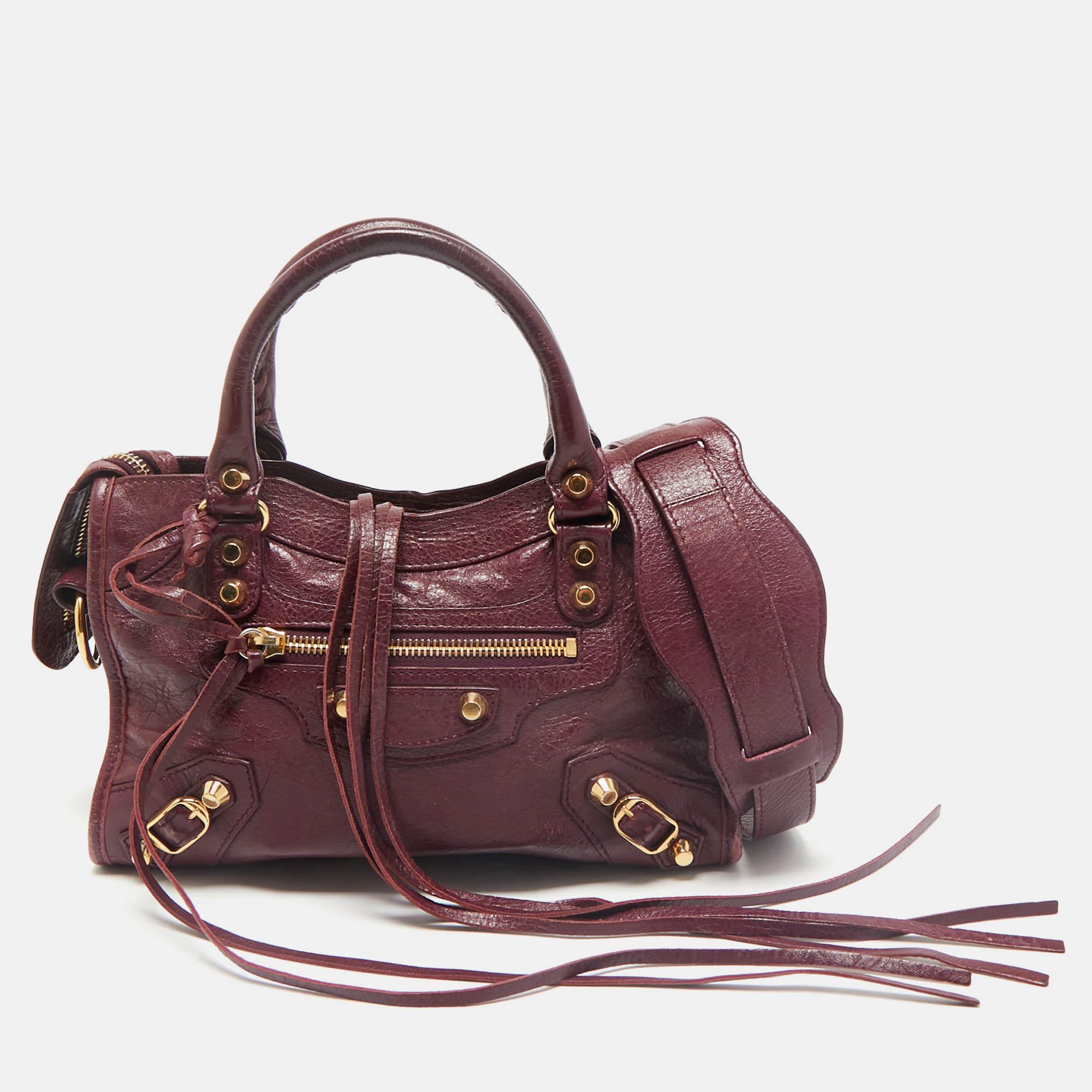 

Balenciaga Burgundy Leather Mini Classic City Bag