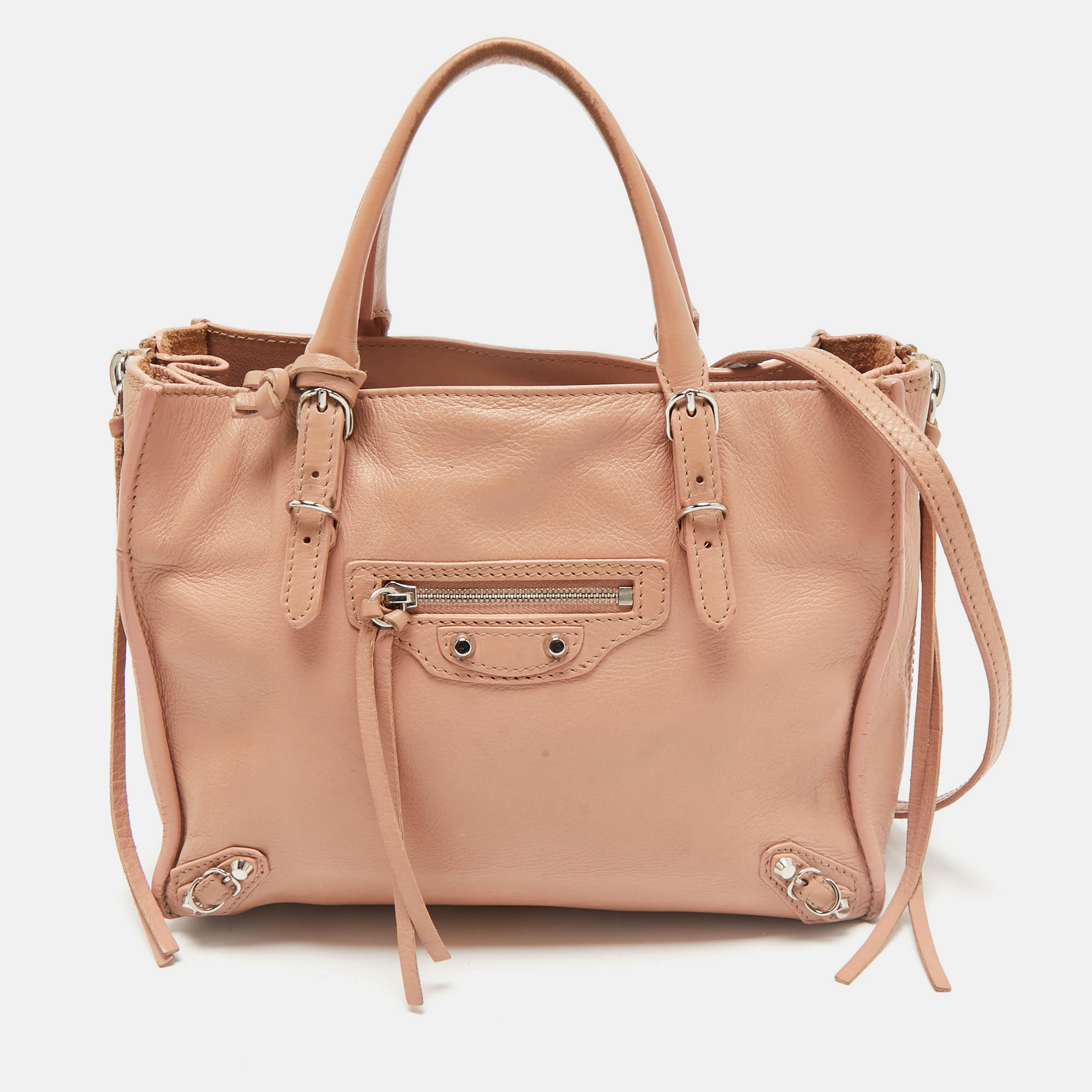 

Balenciaga Old Rose Leather Mini Papier A4 Tote, Pink