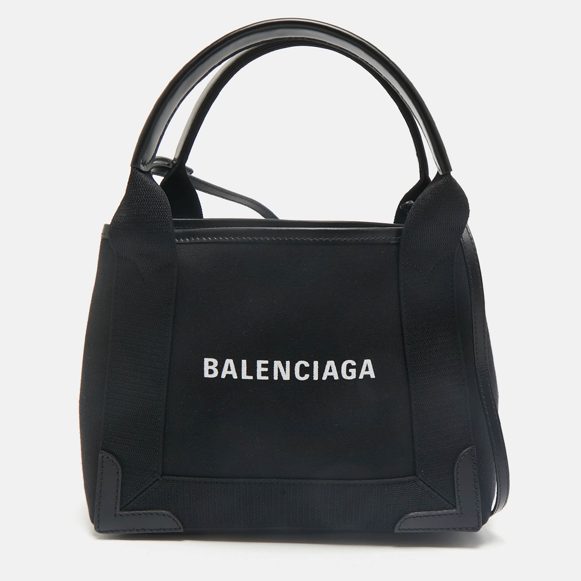 

Balenciaga Black/White Canvas and Leather  Cabas Tote