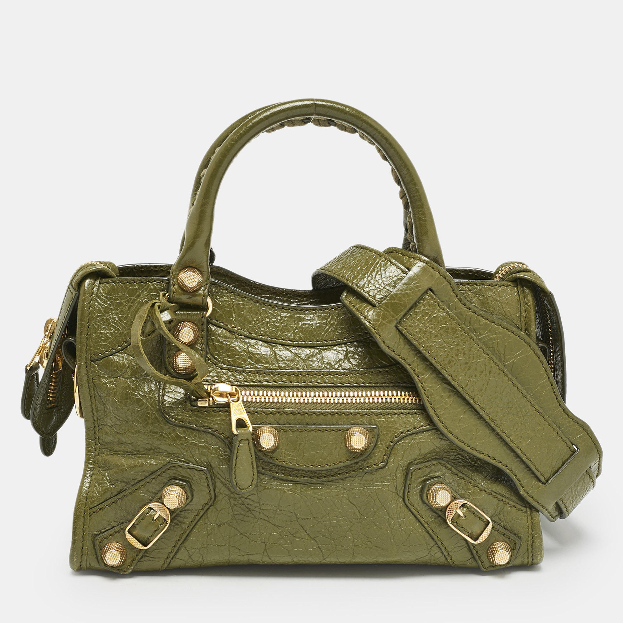 

Balenciaga Olive Green Leather Mini Classic City Bag