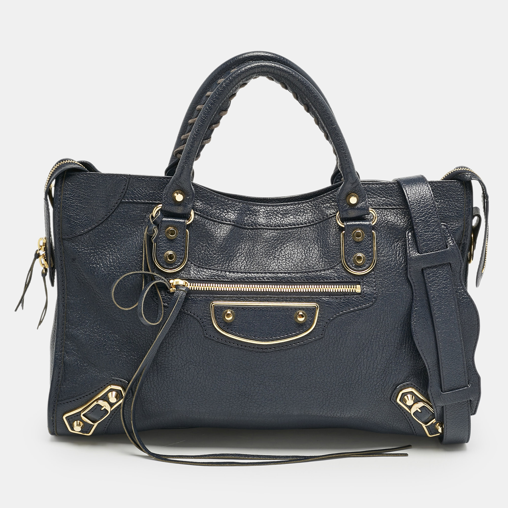 

Balenciaga Navy Blue Leather Metallic Edge Classic City Bag
