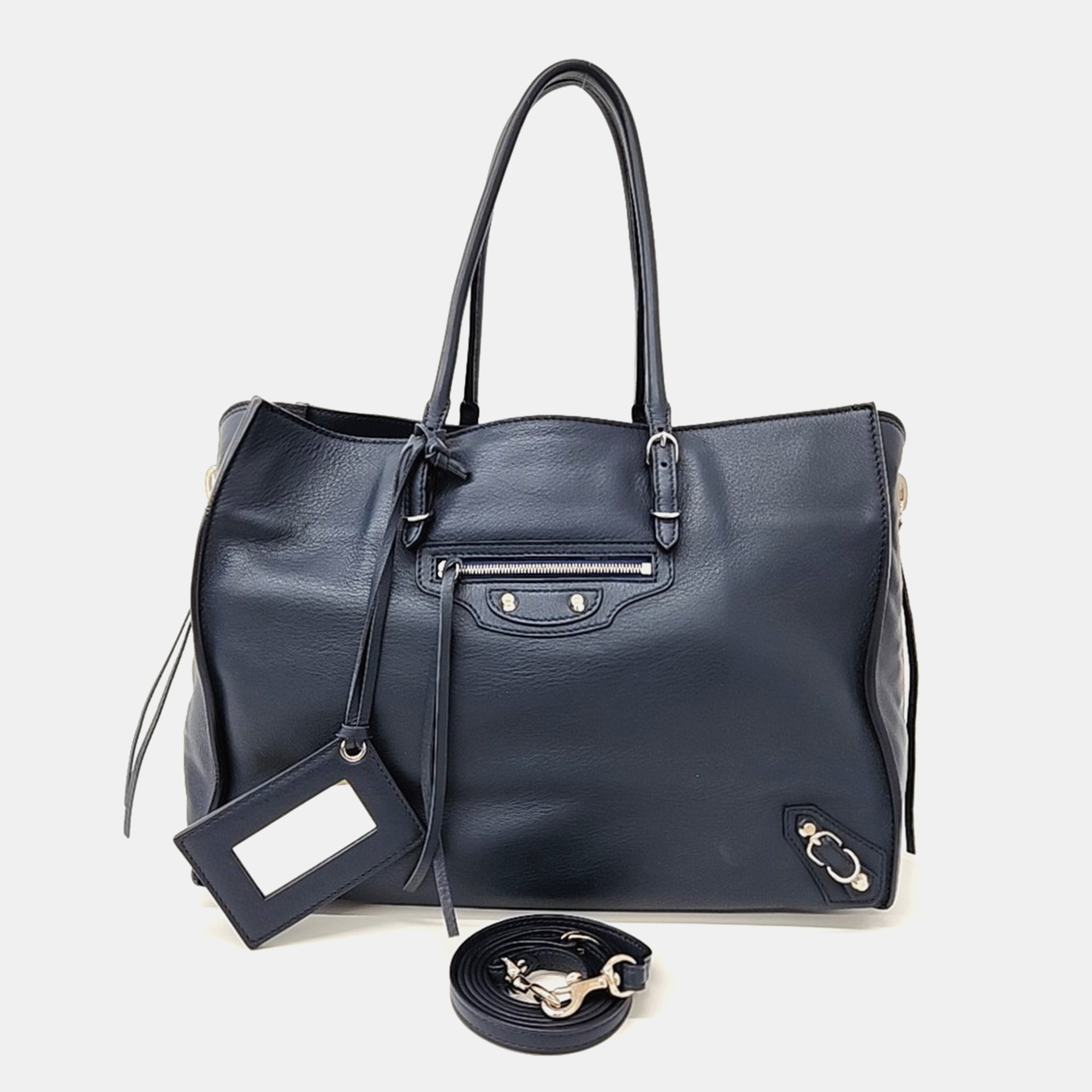 

Balenciaga Navy Blue Leather Zipper Papier B4 bag