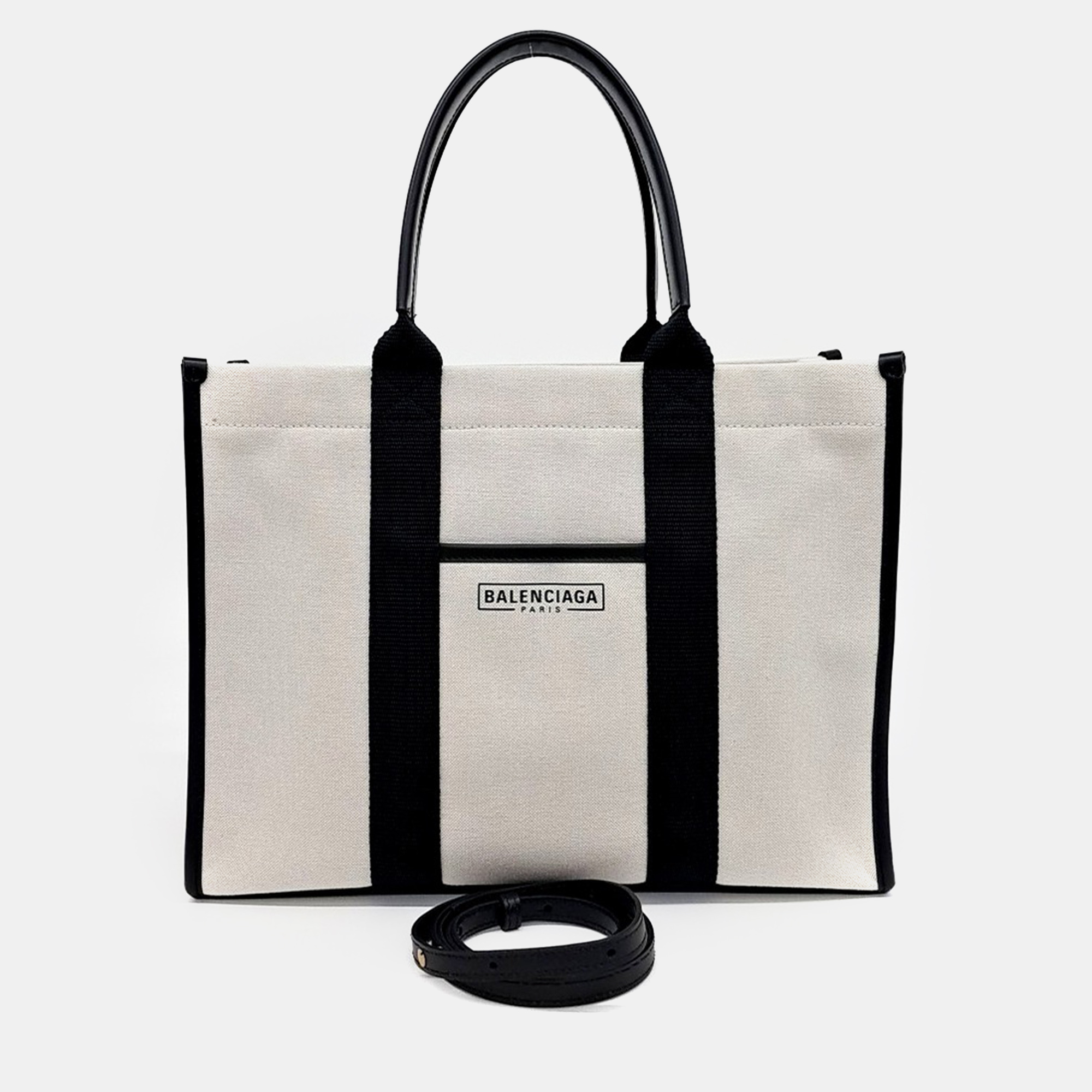 

Balenciaga Cream Fabric Hardware Tote and Shoulder Bag