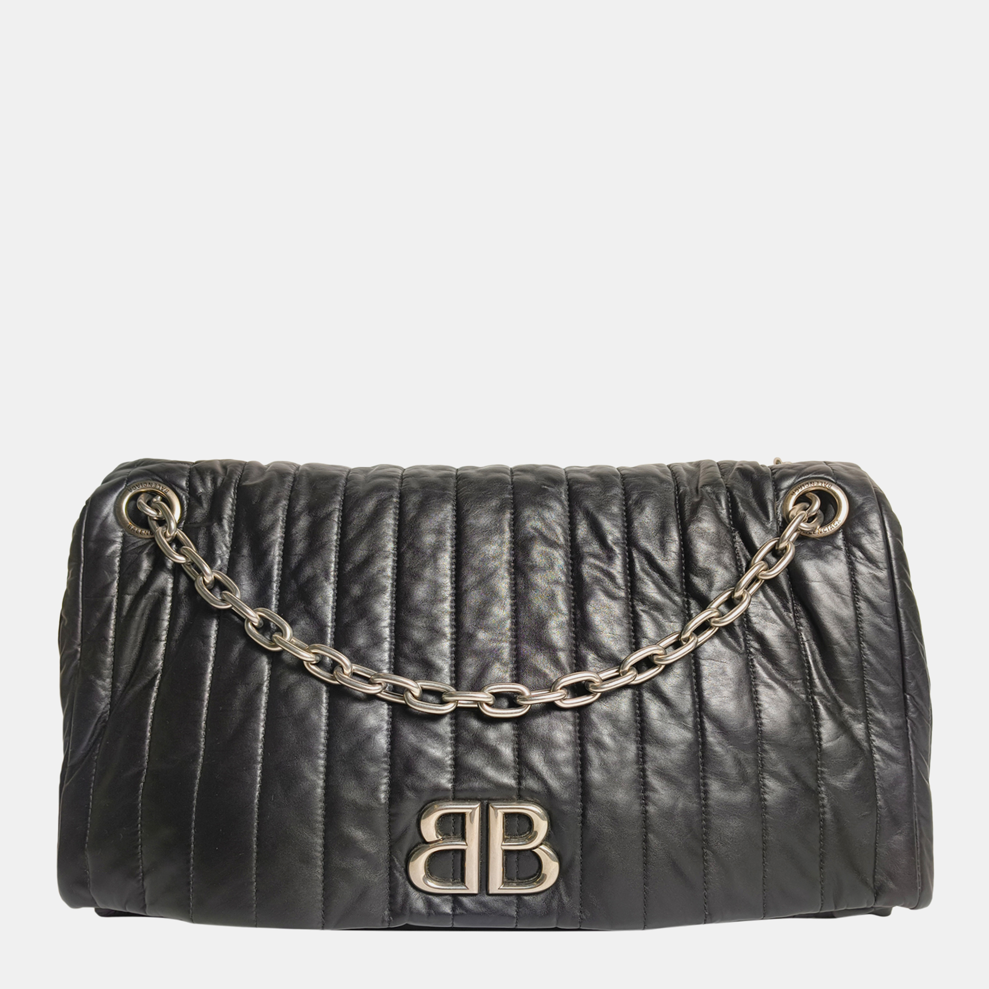 

Balenciaga Black Leather Monaco Large Chain Bag