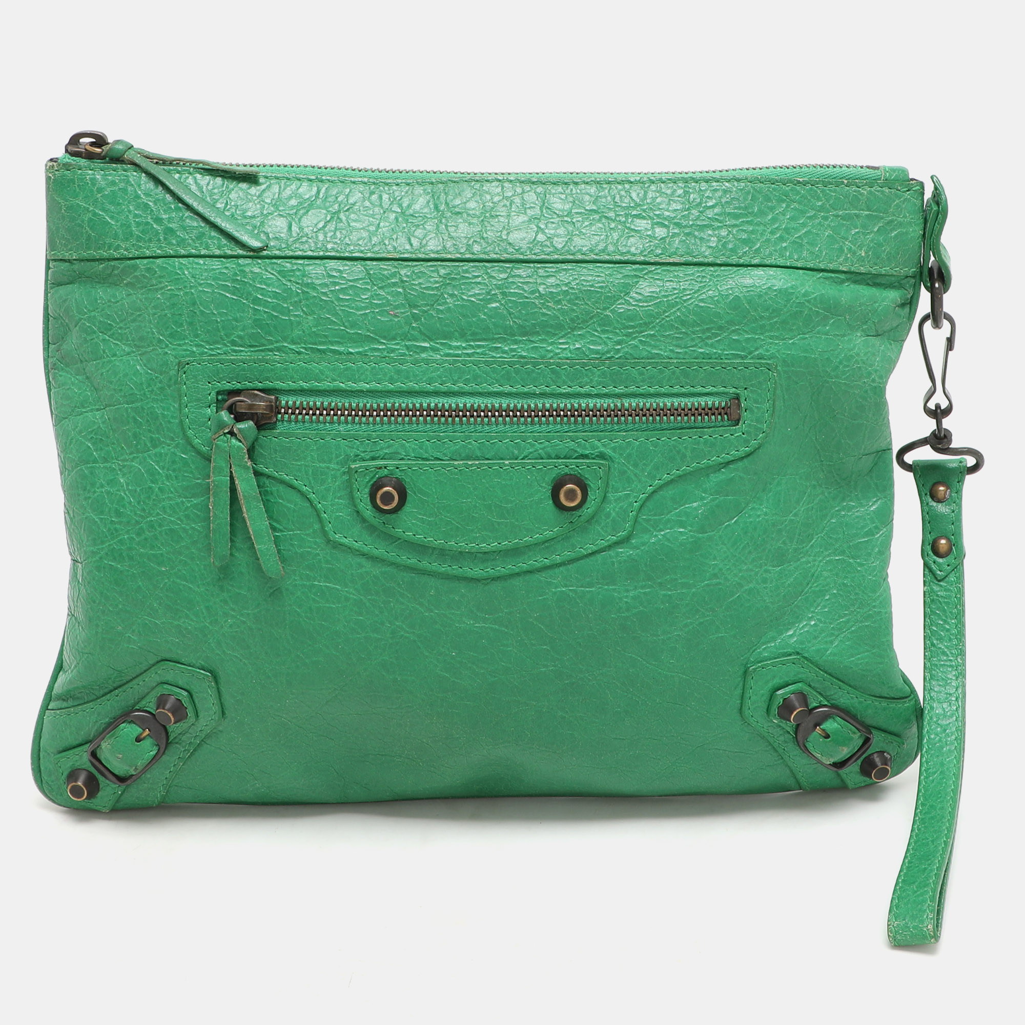 

Balenciaga Green Leather Flat Clutch