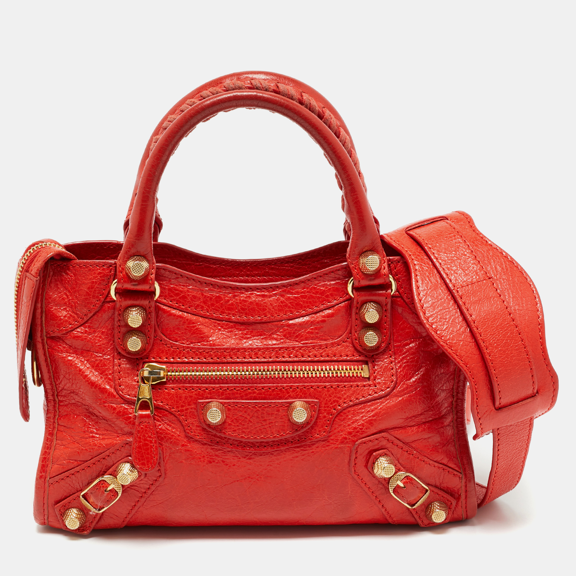 

Balenciaga Rose Corail Leather Mini Classic City Bag, Orange