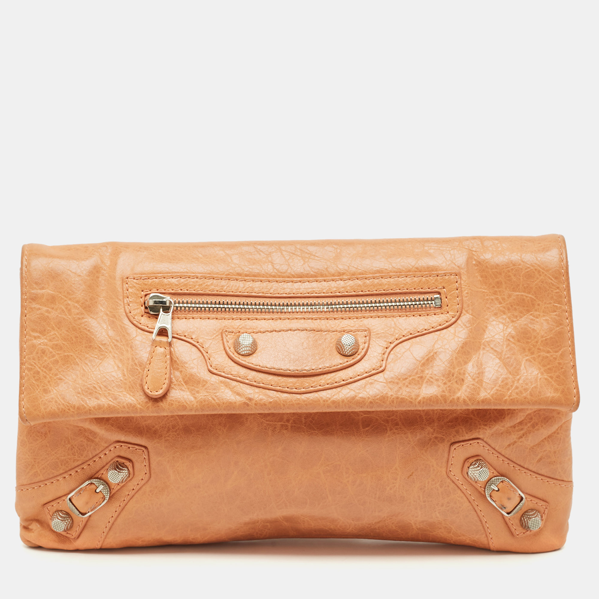 

Balenciaga Peach Leather SH Classic Envelope Clutch, Orange