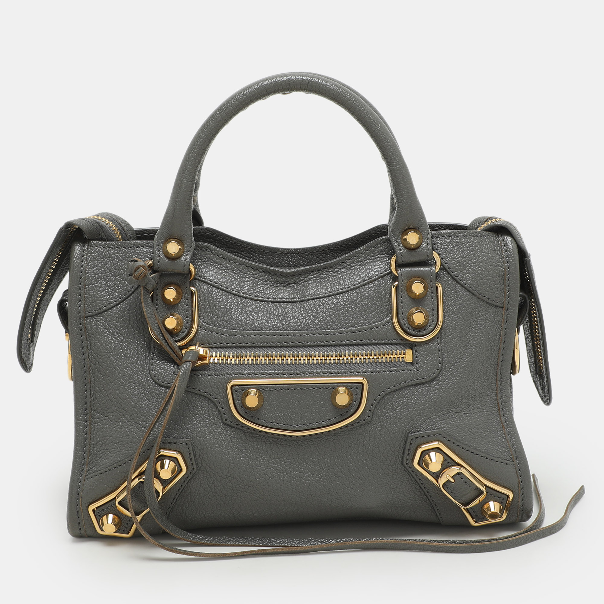 

Balenciaga Grey Leather Metallic Edge Mini City Tote