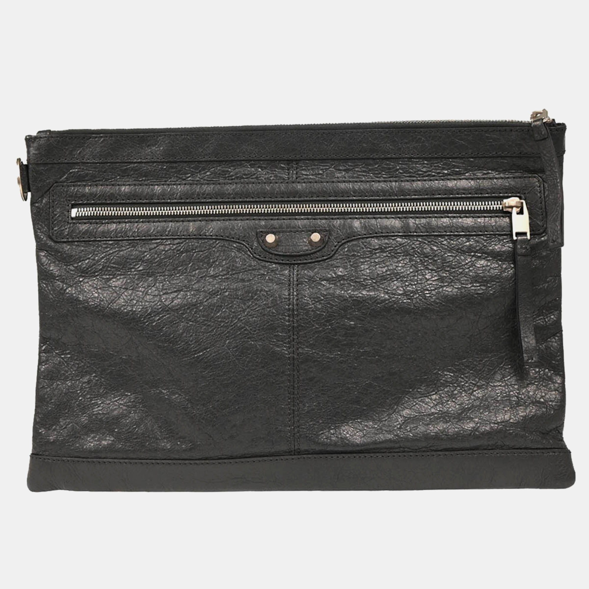 

Balenciaga Gray Lambskin Clip  Clutch Bag, Grey