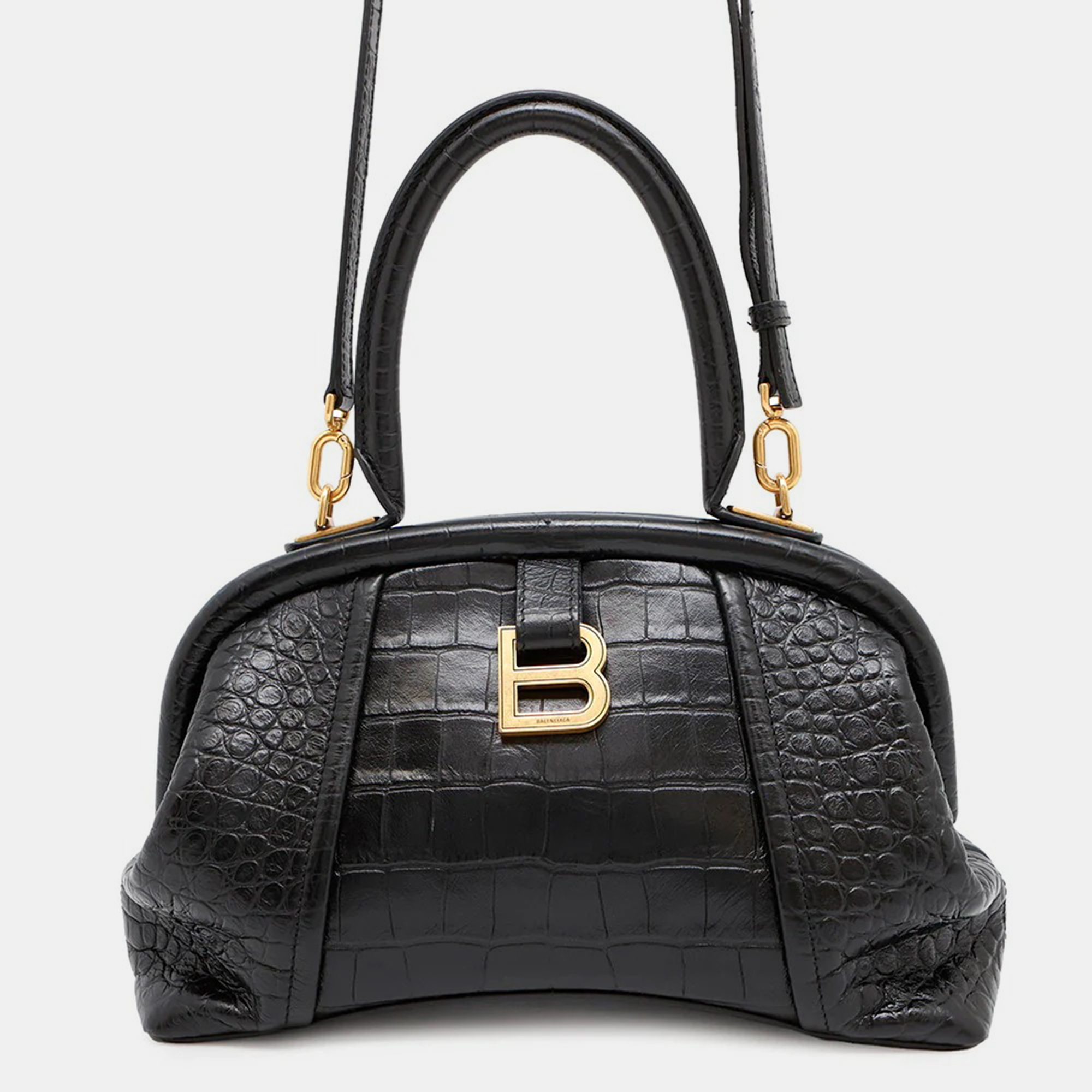 

Balenciaga Frame Black Embossed Leather Shoulder Bag