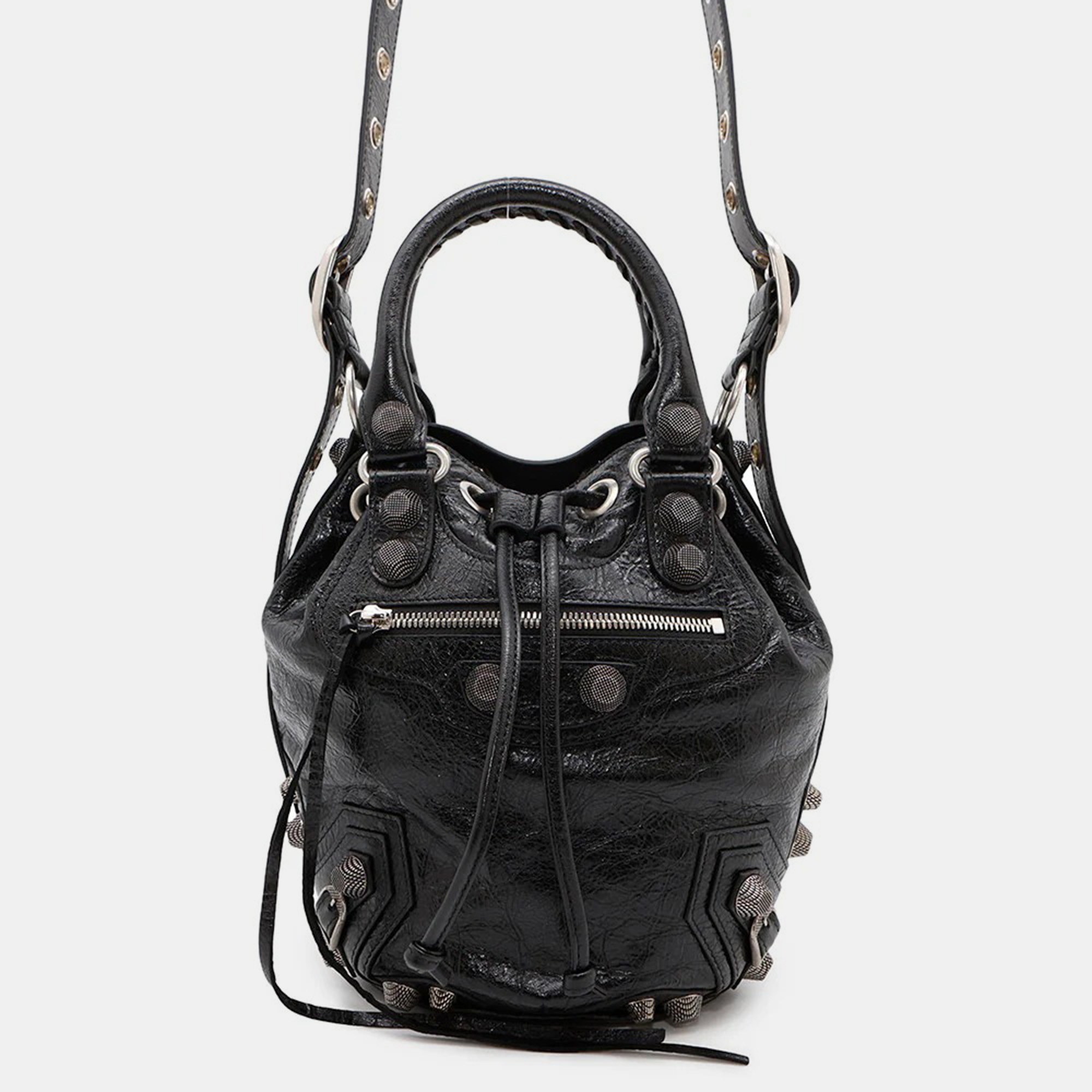 

Balenciaga Le Cagole Small Black Leather Bucket Bag