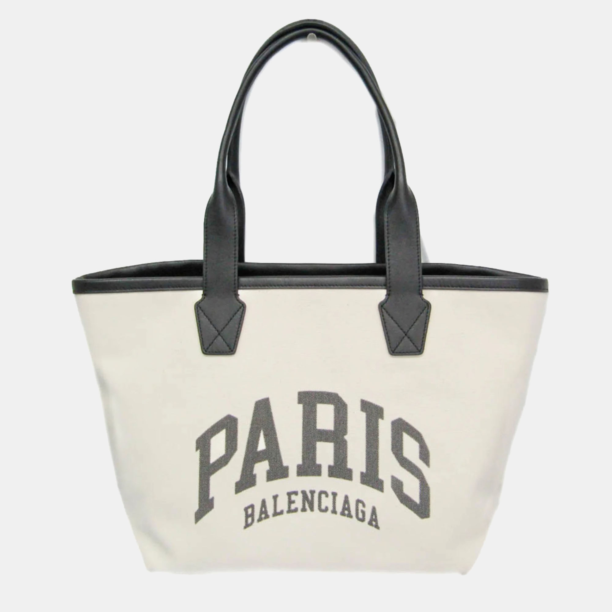 

Balenciaga Jumbo Small Canvas Leather Tote Bag Black Off-white