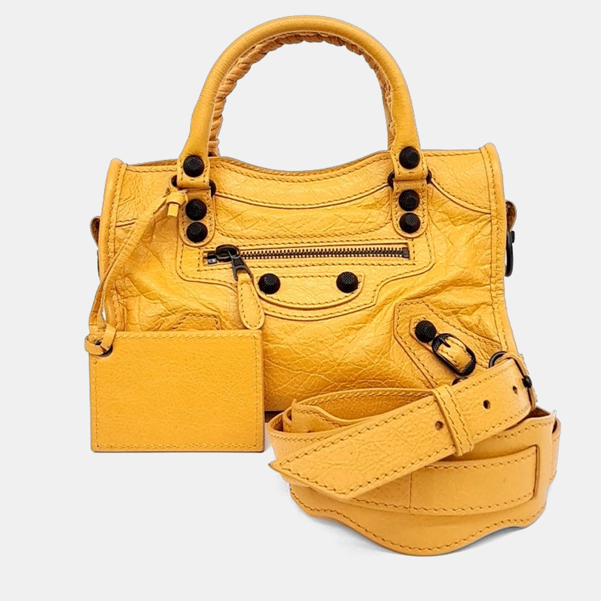 

Balenciaga Yellow Leather Mini Motor Bag