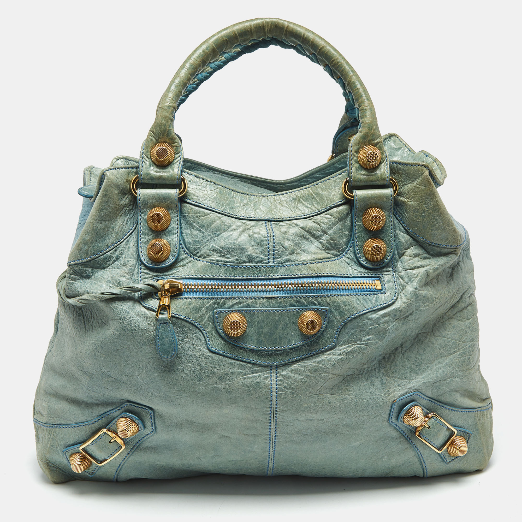 

Balenciaga Light Blue Leather GGH Brief Bag