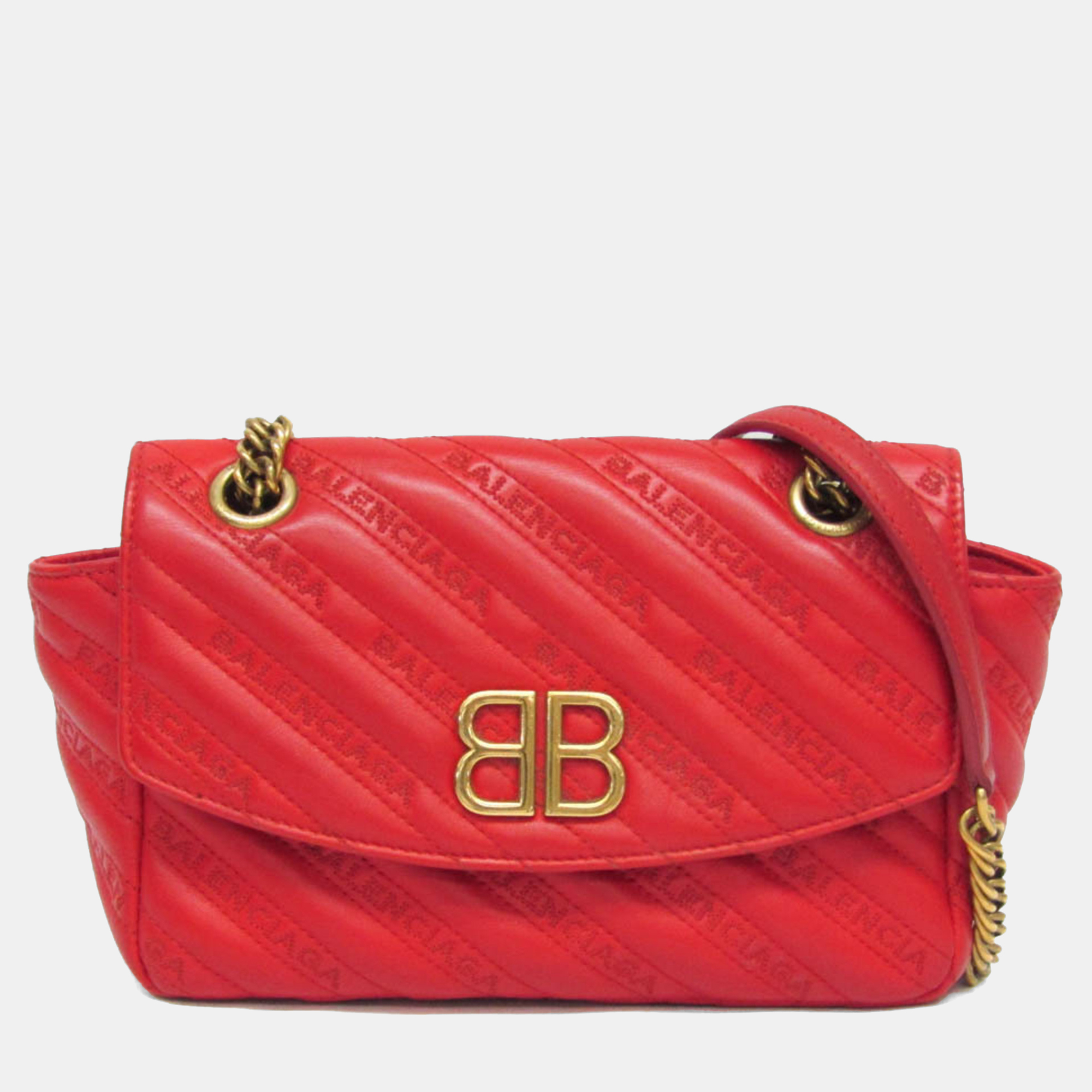 

Balenciaga BB Logo Red Leather Shoulder Bag