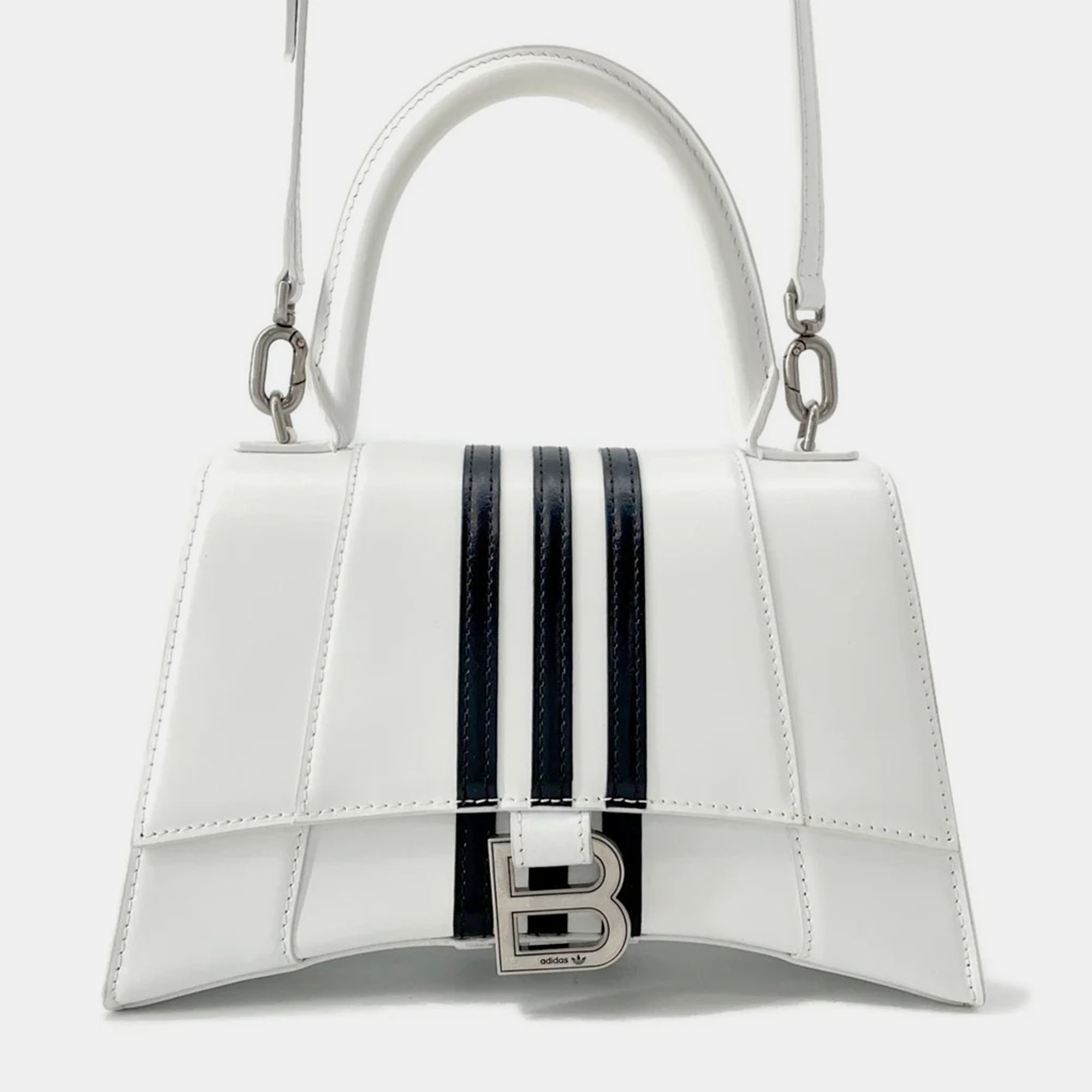 

Balenciaga X Adidas Hourglass Small White Leather Shoulder Bag
