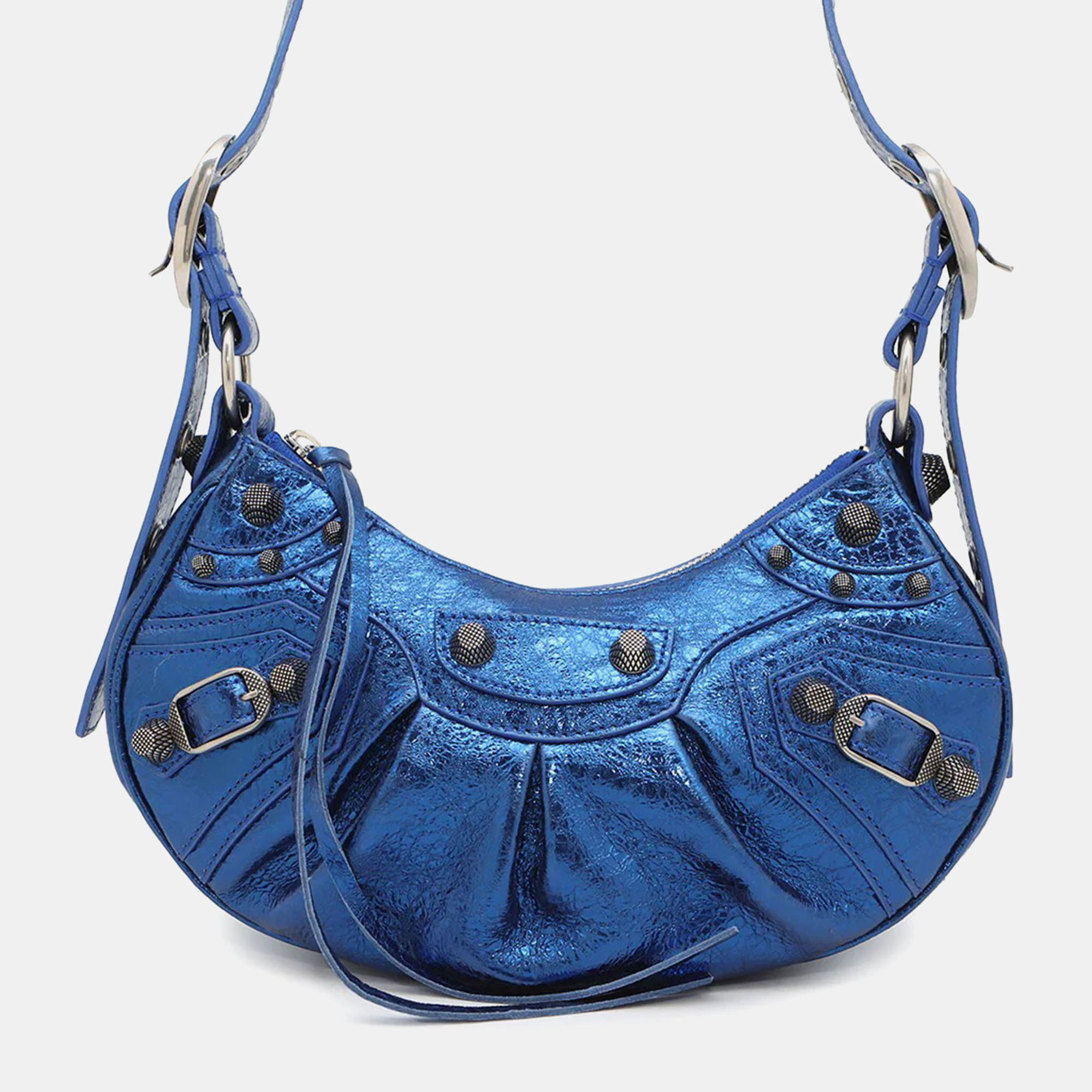 

Balenciaga Luca Metallic Blue Leather Shoulder Bag