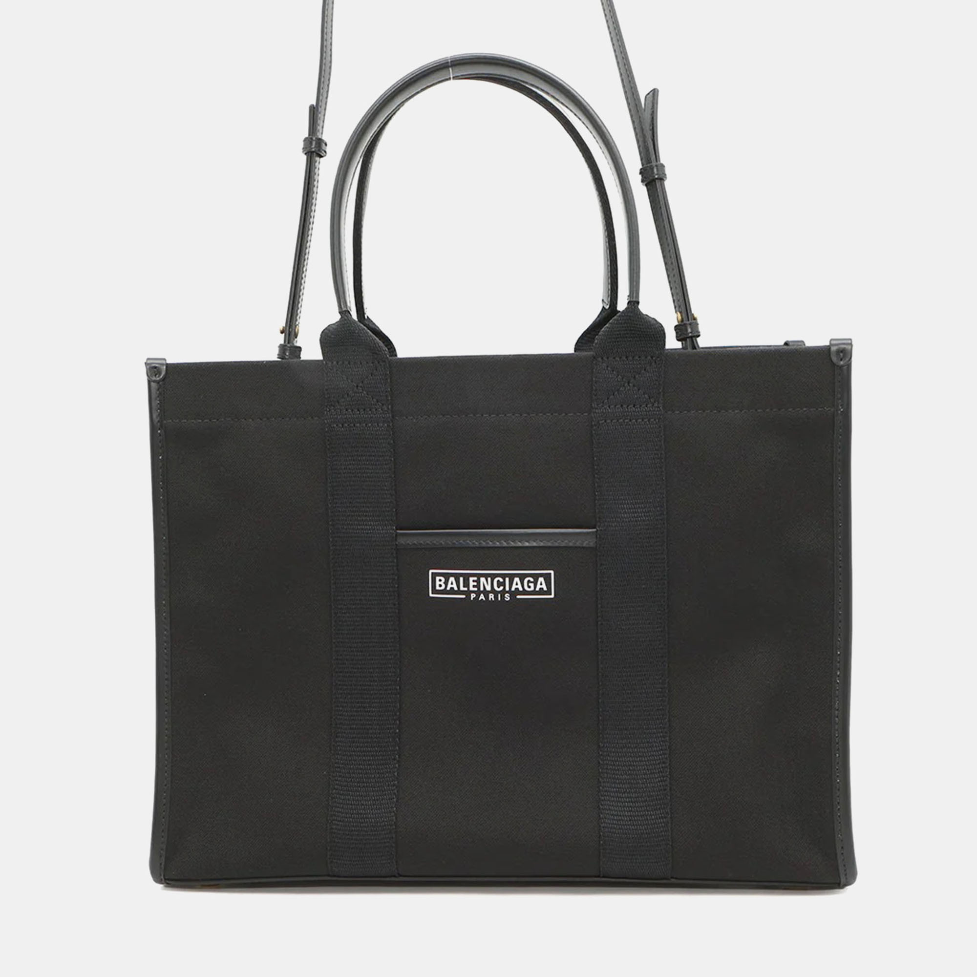 

Balenciaga Hardware Black Canvas and Leather Tote Bag