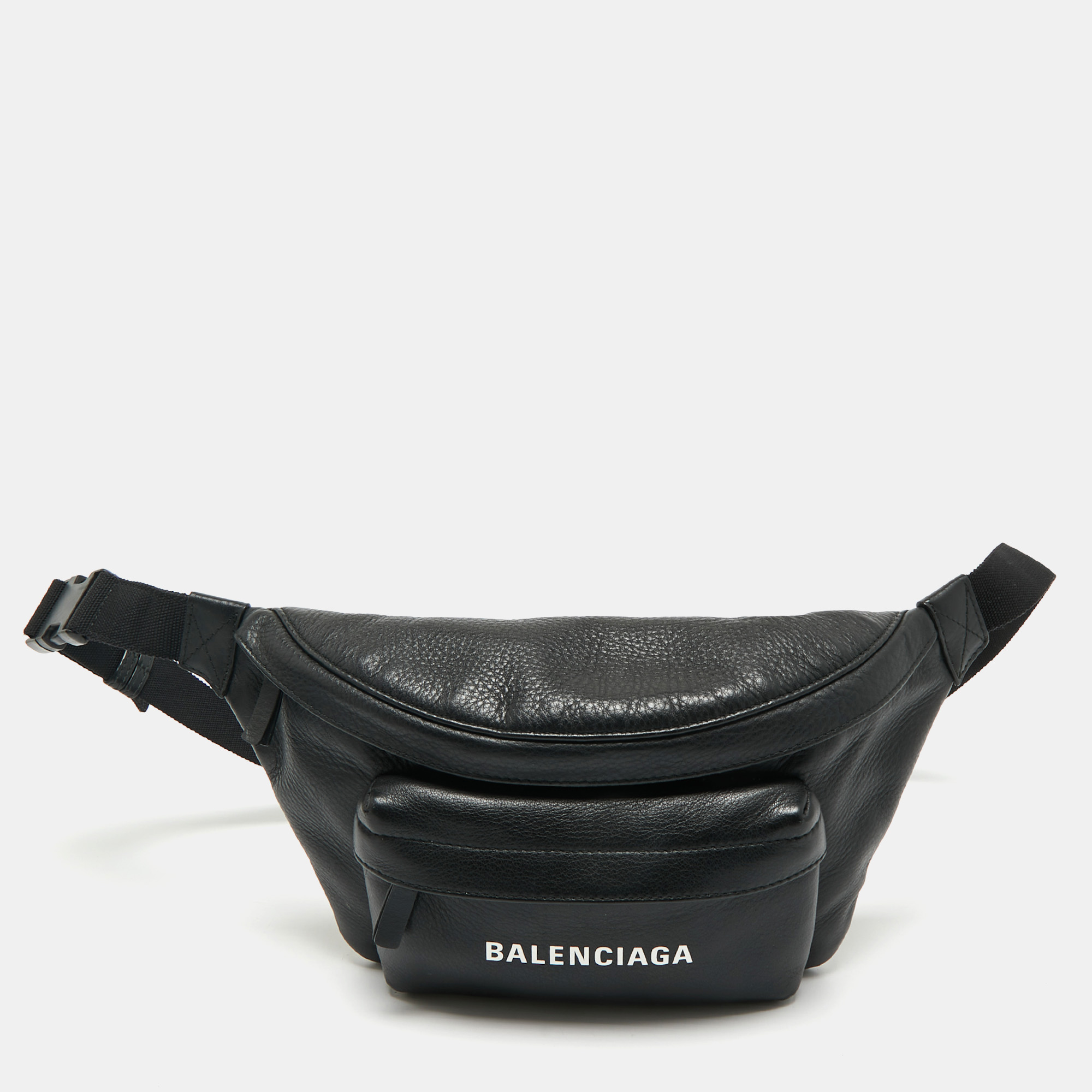 

Balenciaga Black Leather Everyday Logo Belt Bag
